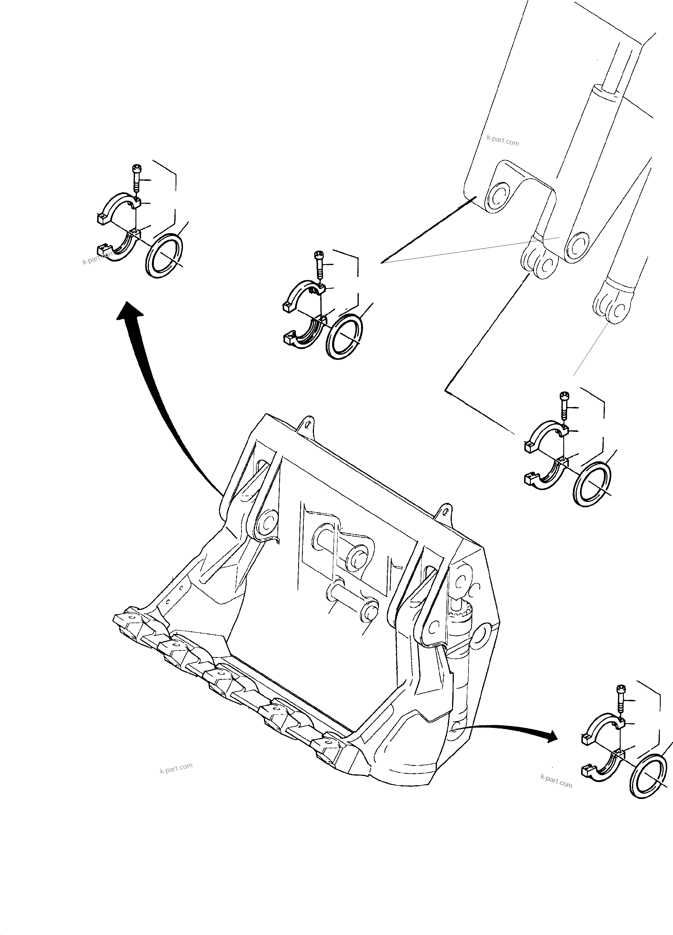 Komatsu parts book diagram for H455-SD S/N 15009: PIN SEALING BULLCLAM BUCKET