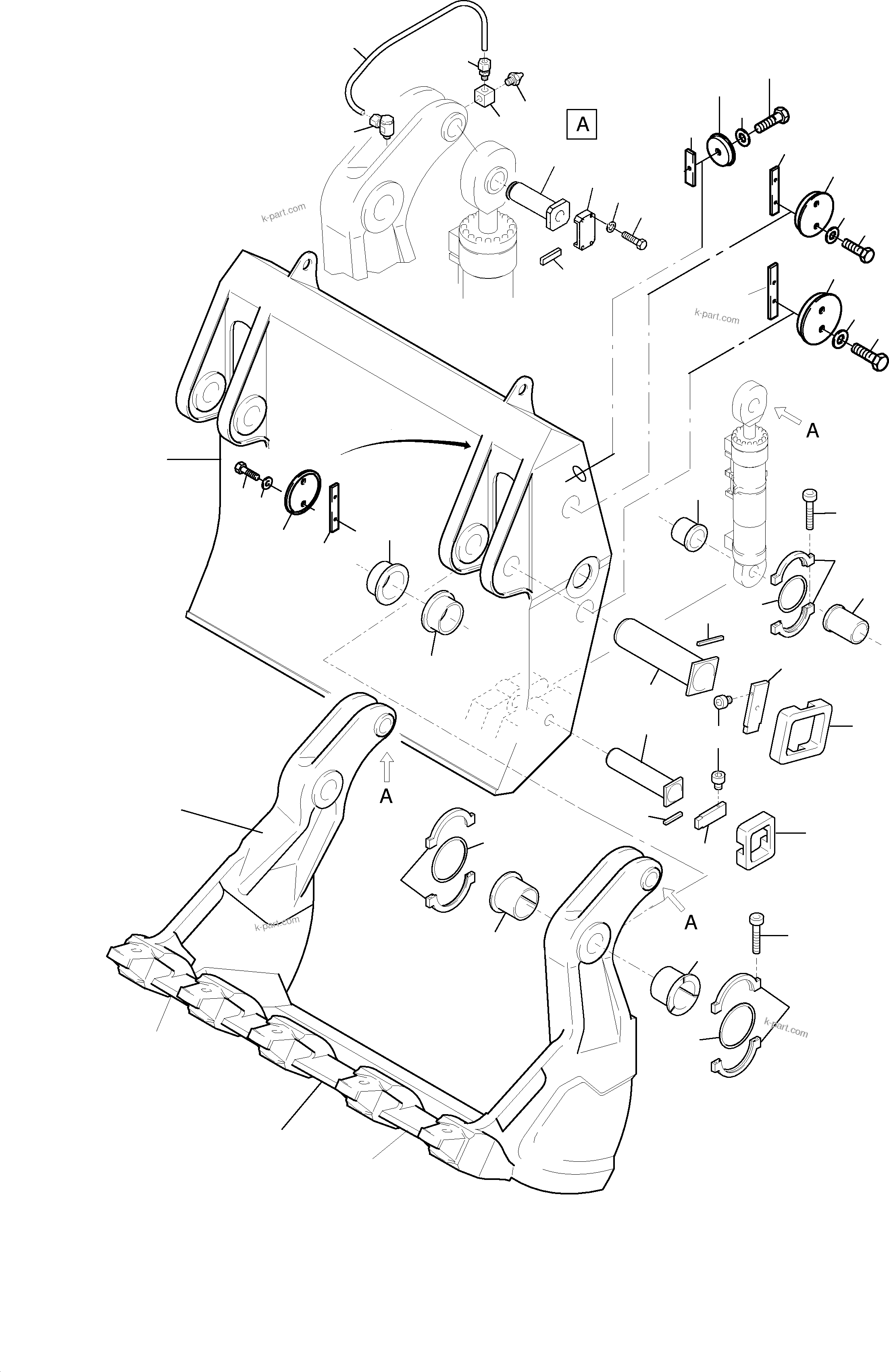 Komatsu parts book diagram for H455-SD S/N 15009: BULLCLAM BUCKET 25,0 CBM  / 5 TEETH