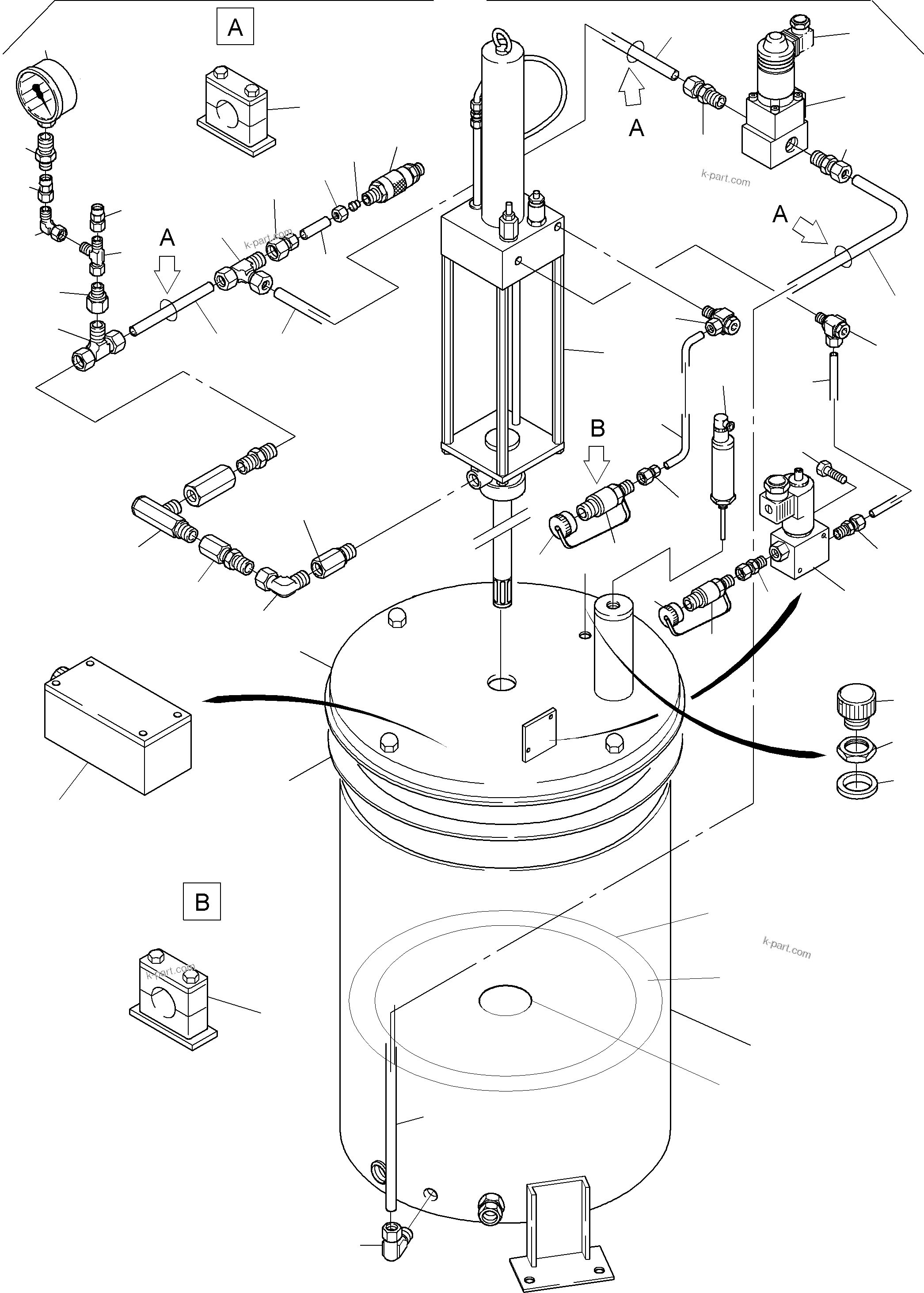 Komatsu parts book diagram for H455-SD S/N 15009: LUBE PUMP STATION, FILLING CONNECTION