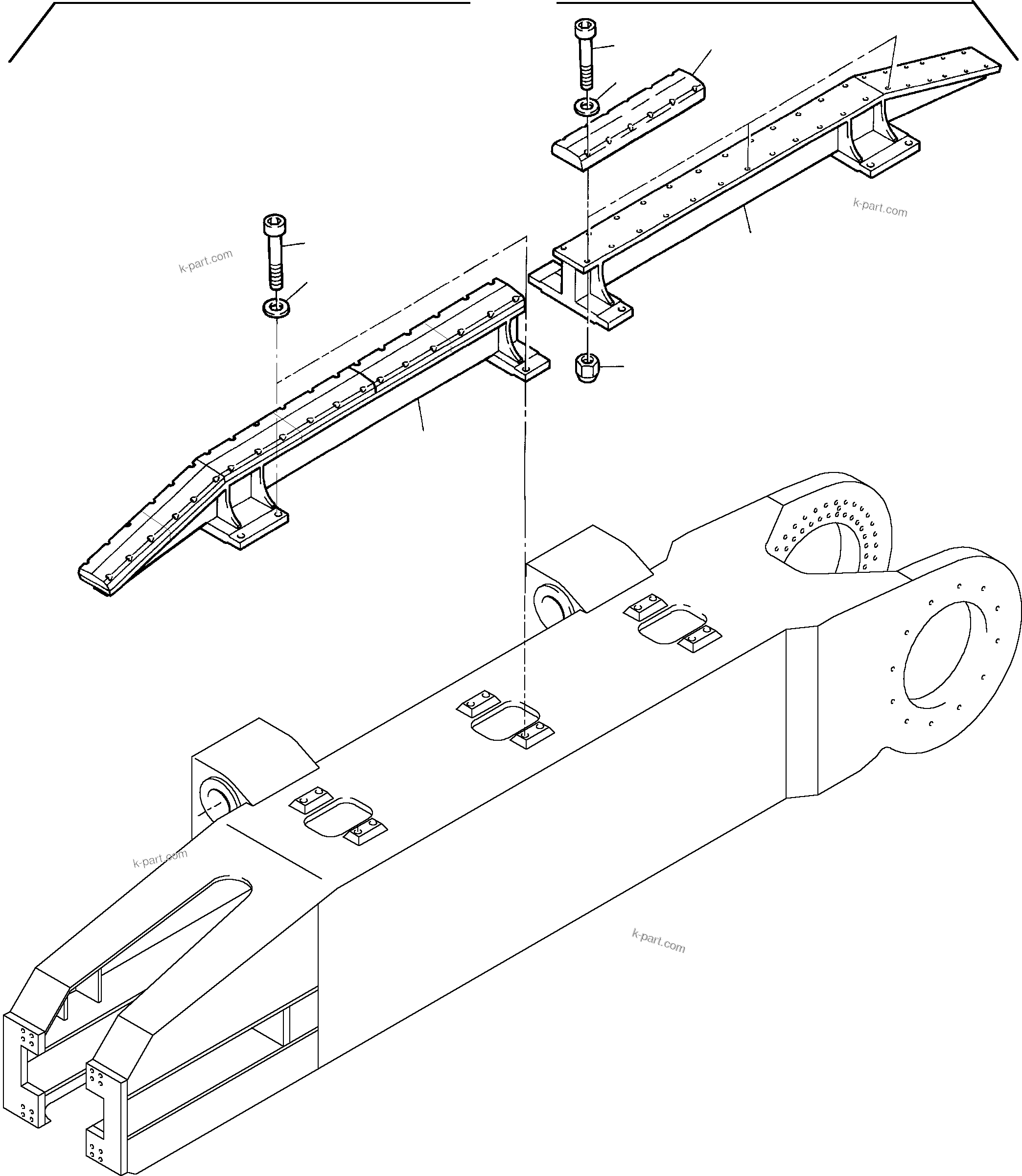 Komatsu parts book diagram for H455-SD S/N 15009: TRACK GROUP - IDLER PROTECTION WITH RAIL SUPPORT