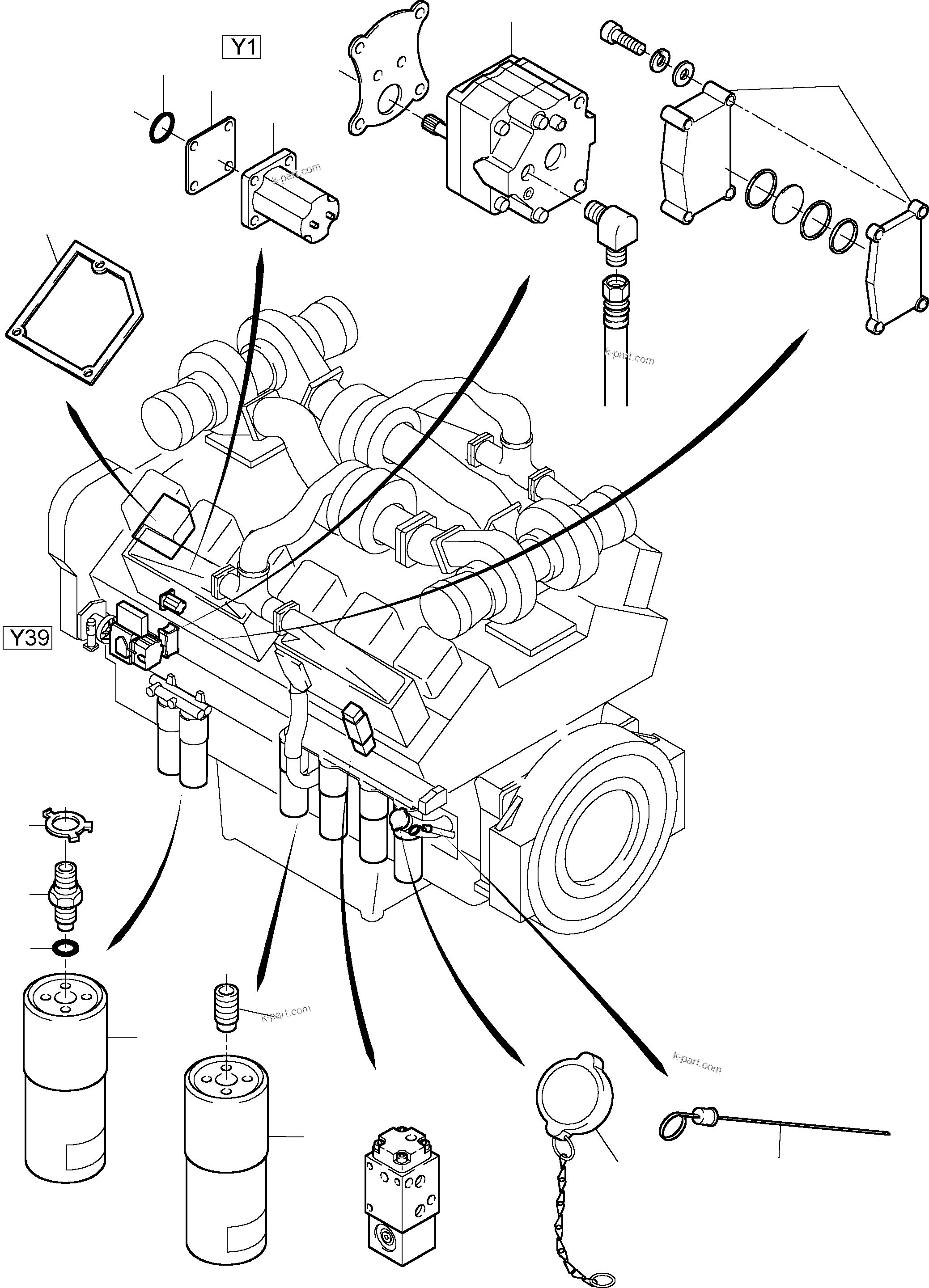 Komatsu parts book diagram for H455-SD S/N 15009: DIESEL ENGINE