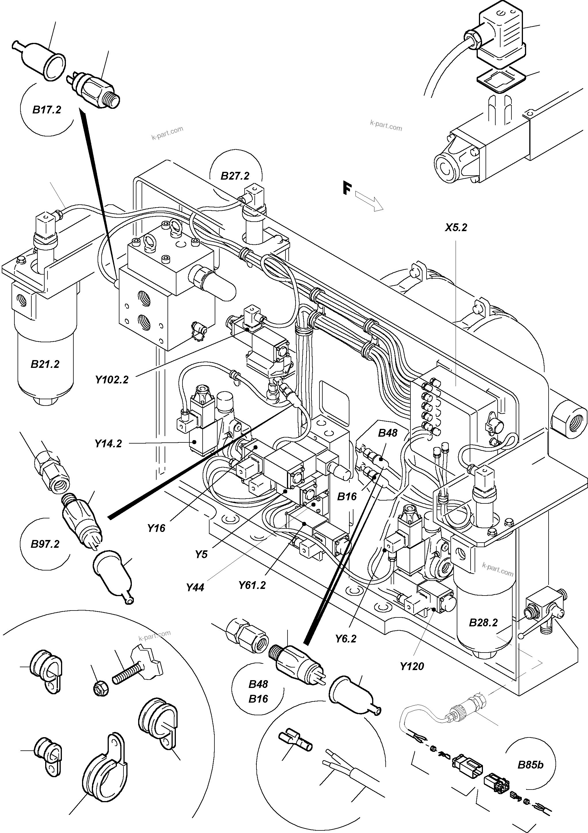 Komatsu parts book diagram for H455-SD S/N 15009: CABLES - CONTROL-AND FILTER PLATE 2