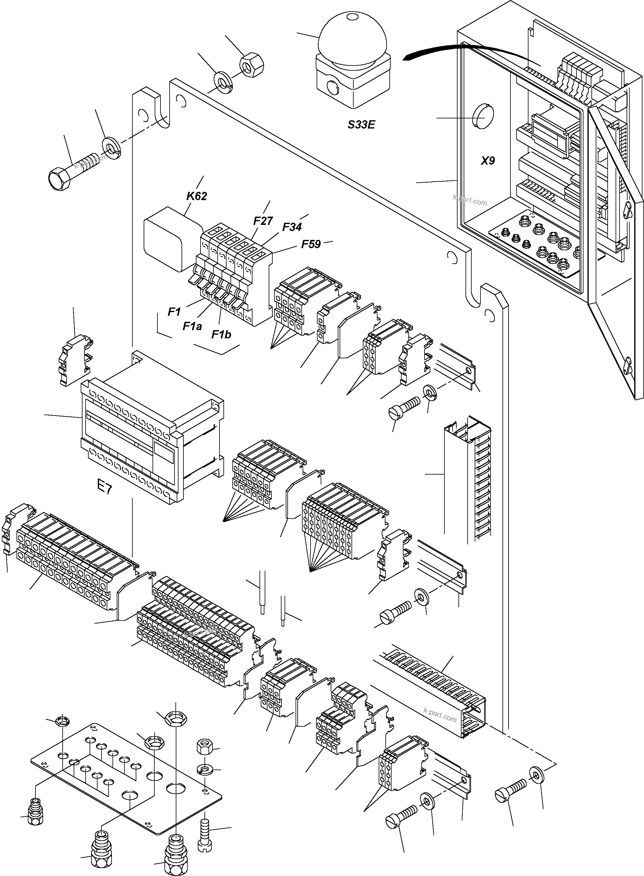 Komatsu parts book diagram for H455-SD S/N 15009: BATTERY SWITCH BOX