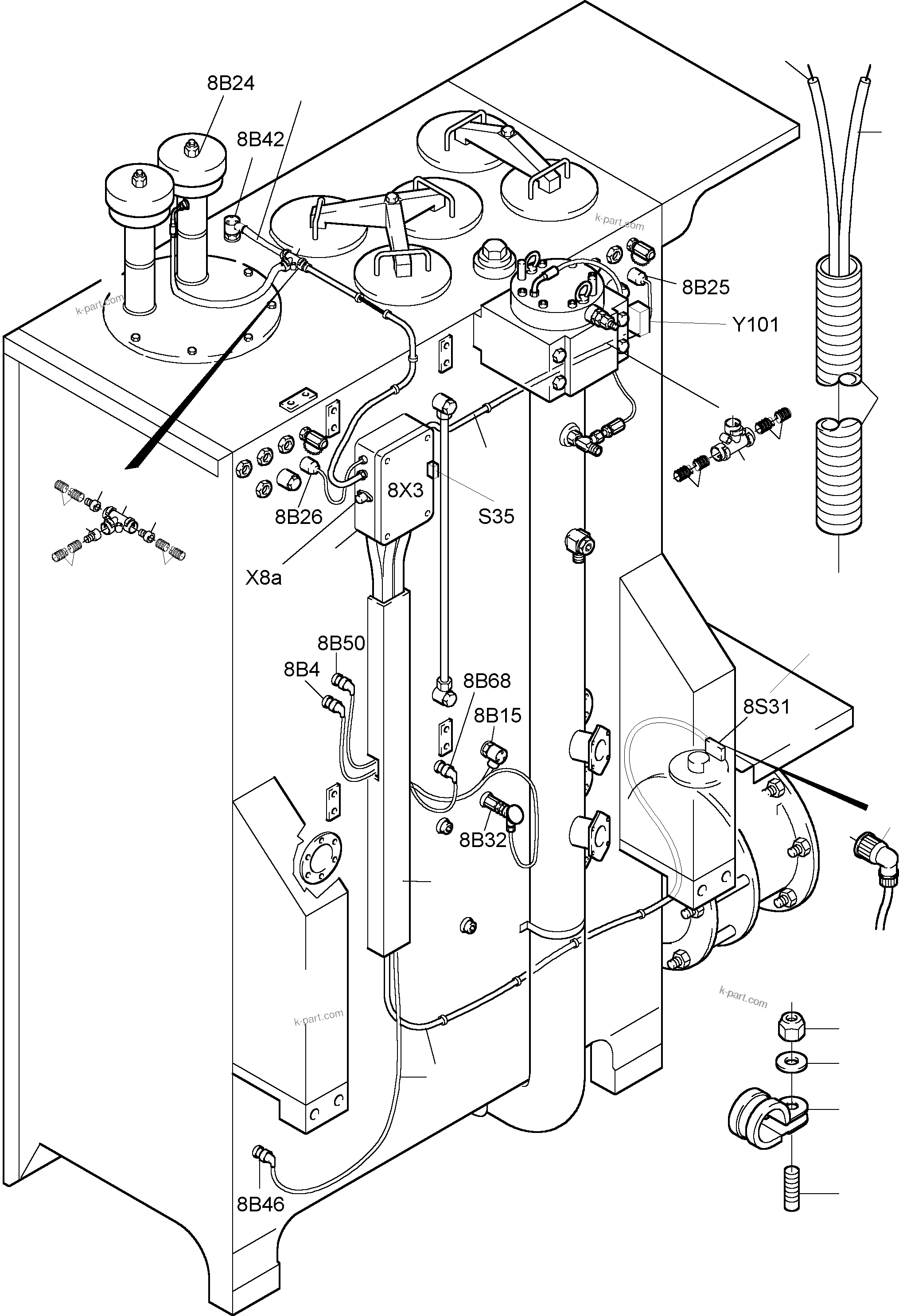 Komatsu parts book diagram for H455-SD S/N 15009: CABLES - OIL TANK