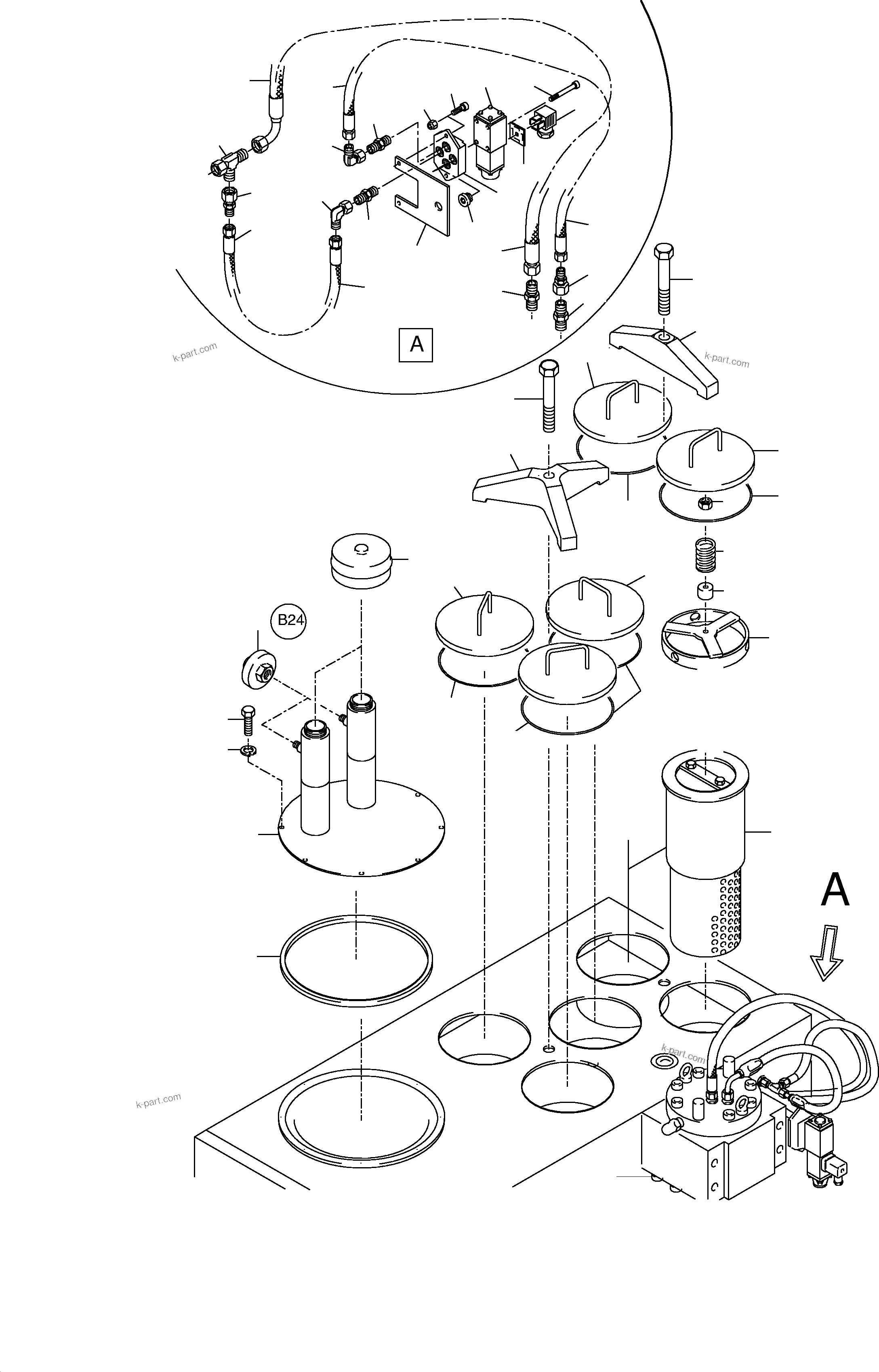Komatsu parts book diagram for H455-SD S/N 15009: MAIN OIL TANK