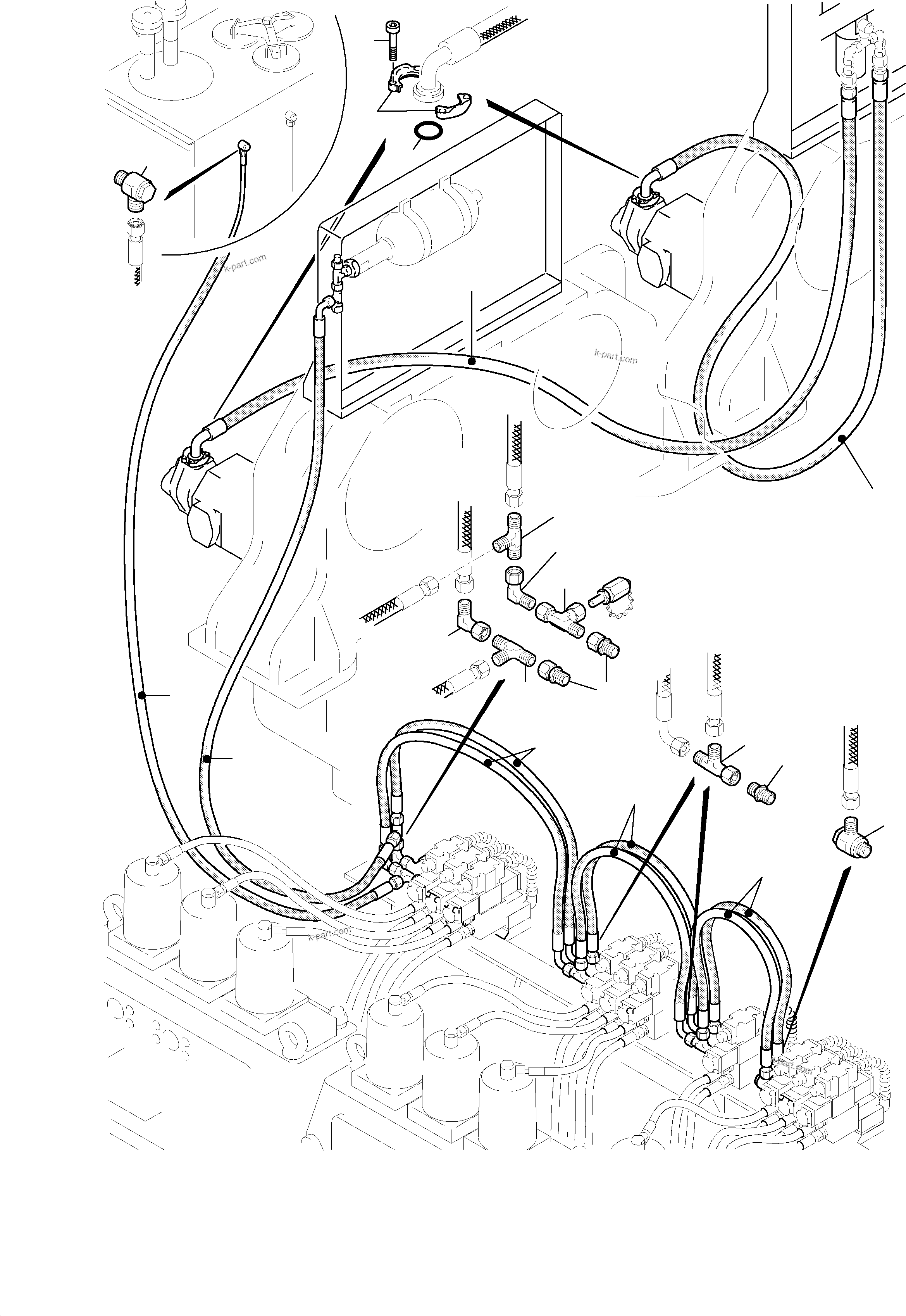 Komatsu parts book diagram for H455-SD S/N 15009: PILOT OIL LINES