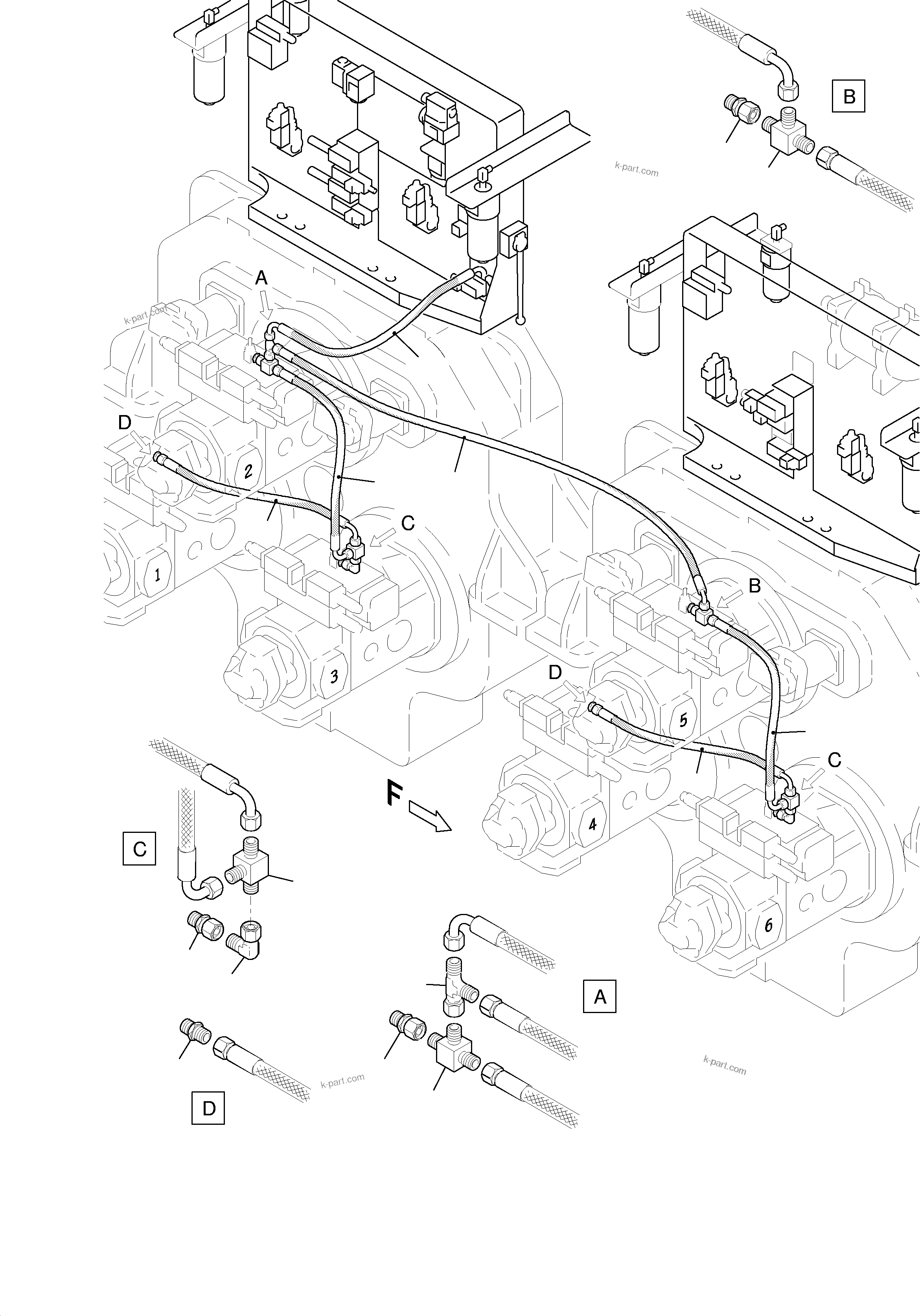 Komatsu parts book diagram for H455-SD S/N 15009: MAIN PUMP CONTROL