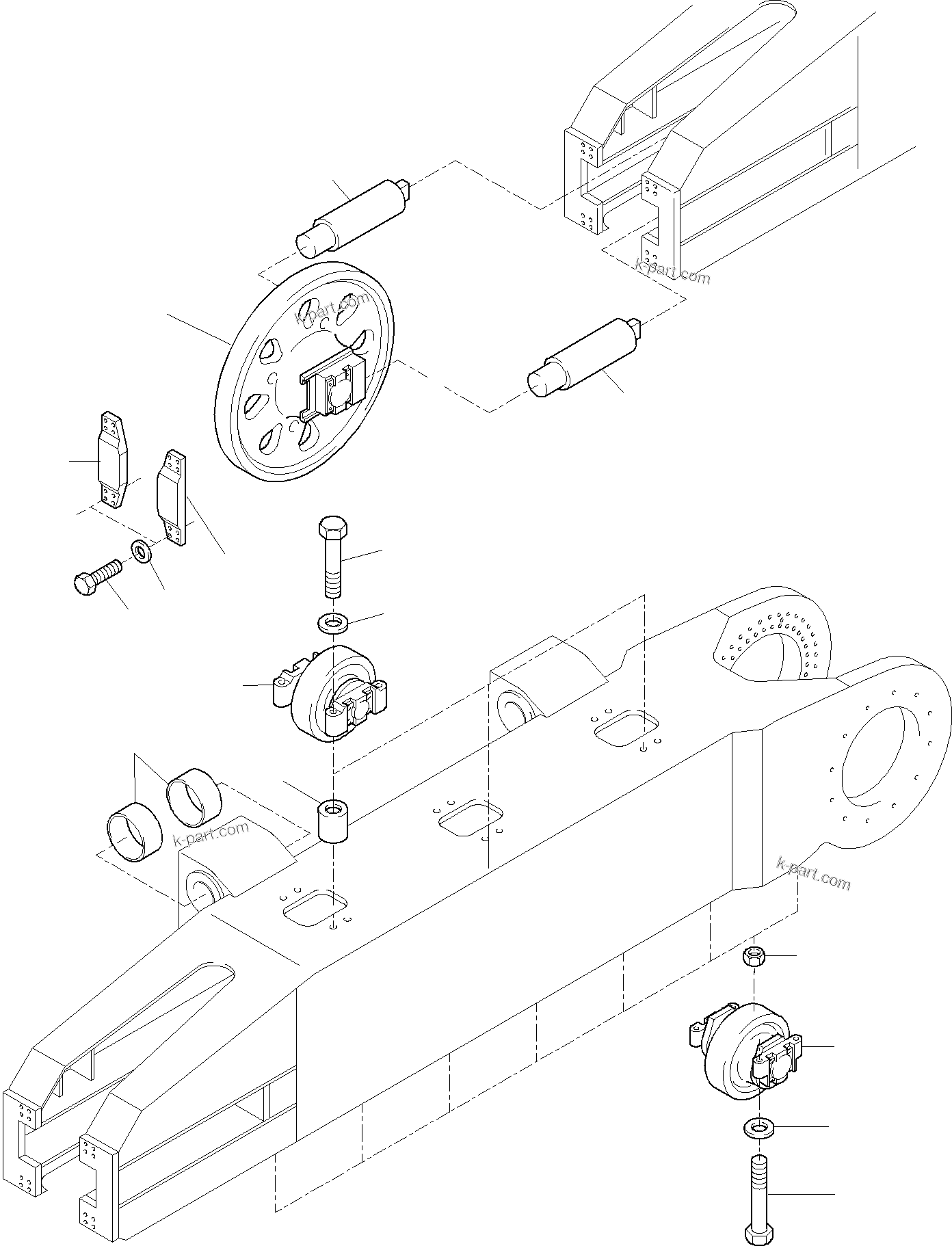Komatsu parts book diagram for H455-SD S/N 15009: TRACK GROUP - IDLER PROTECTION