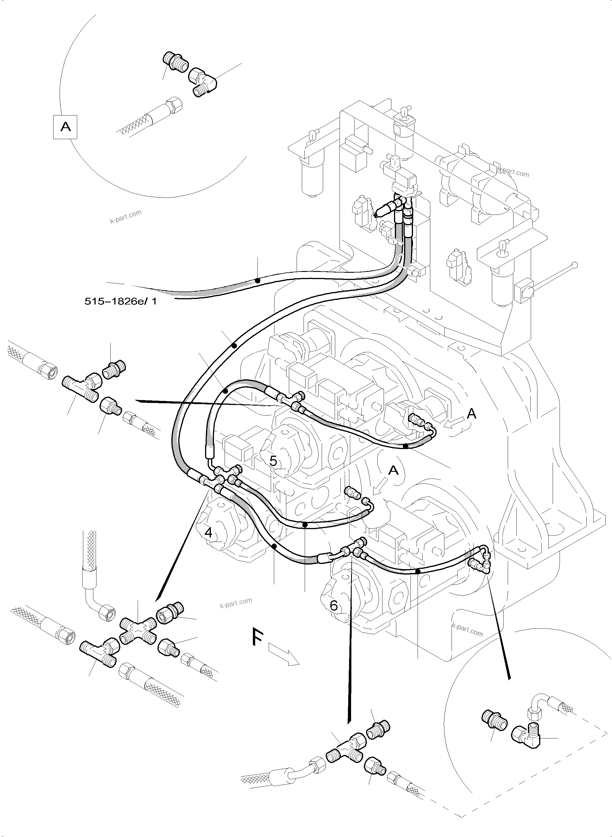Komatsu parts book diagram for PC5500-6 S/N 15081: MAIN PUMP CONTROL
