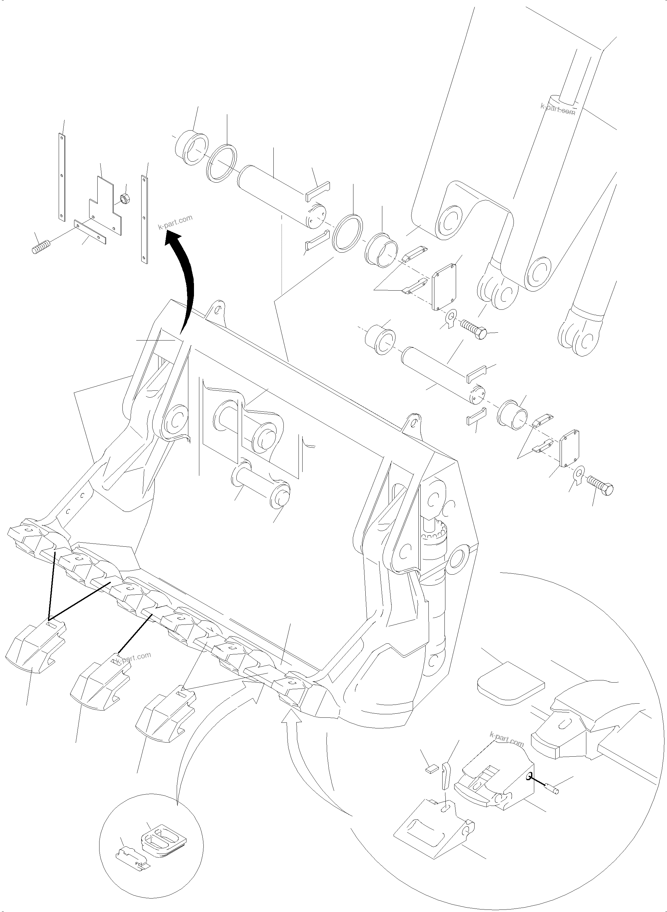 Komatsu parts book diagram for PC5500-6 S/N 15081: KLAPPSCHAUFEL 30,0 CBM