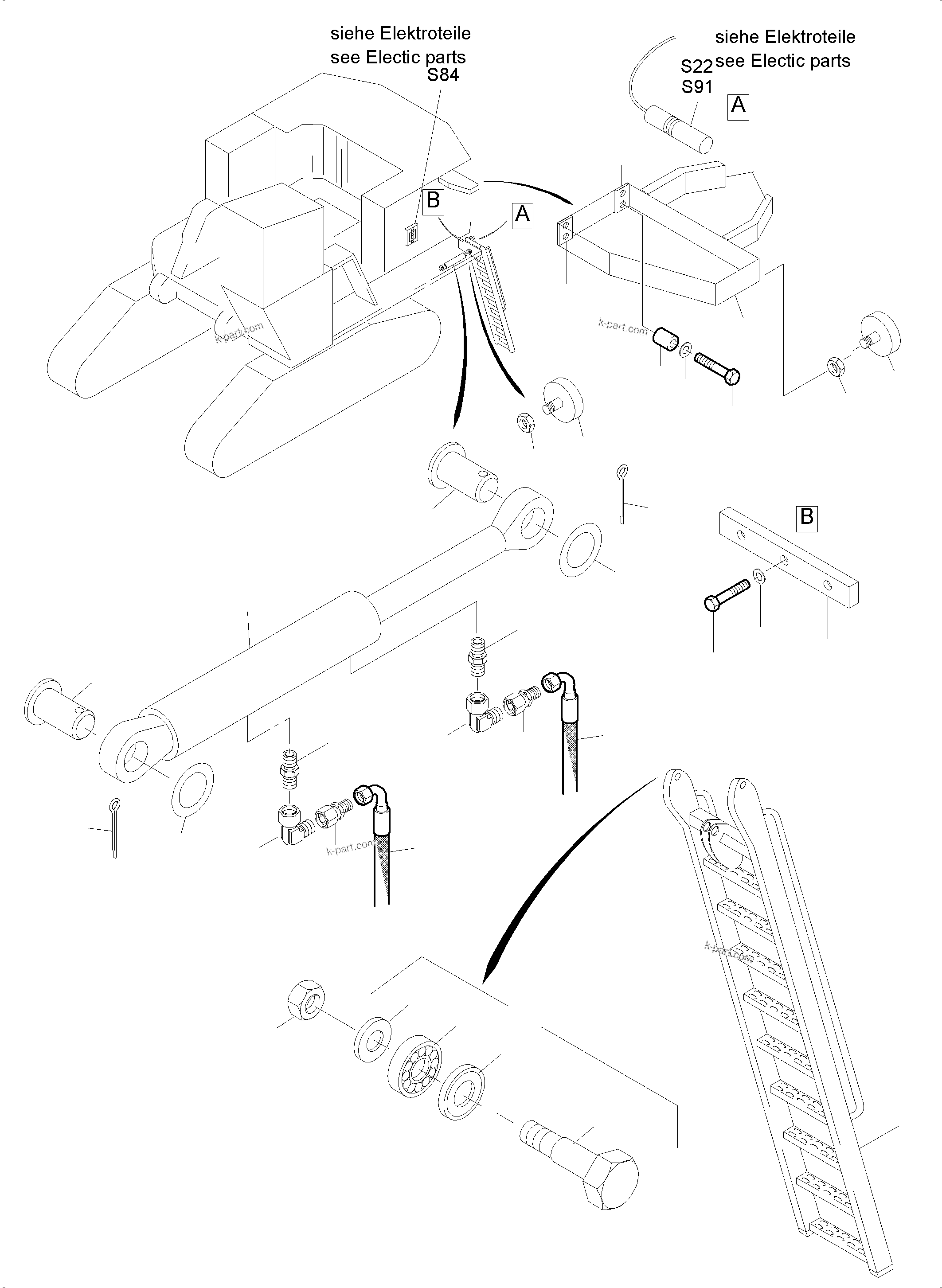 Komatsu parts book diagram for PC5500-6 S/N 15081: LADDER HYDRAULIC
