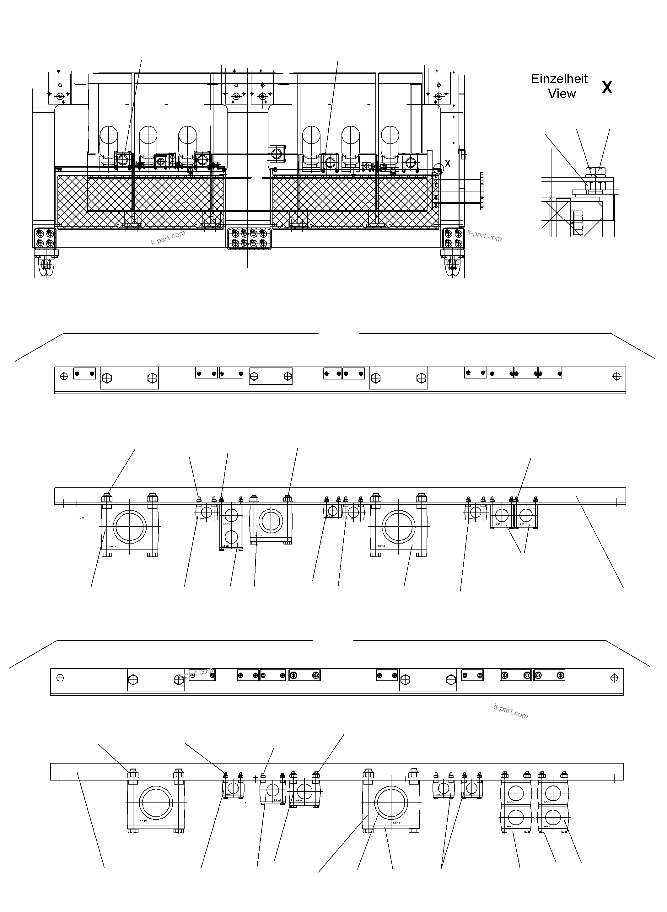 Komatsu parts book diagram for PC5500-6 S/N 15081: HOSE CLAMP ASSY PDG
