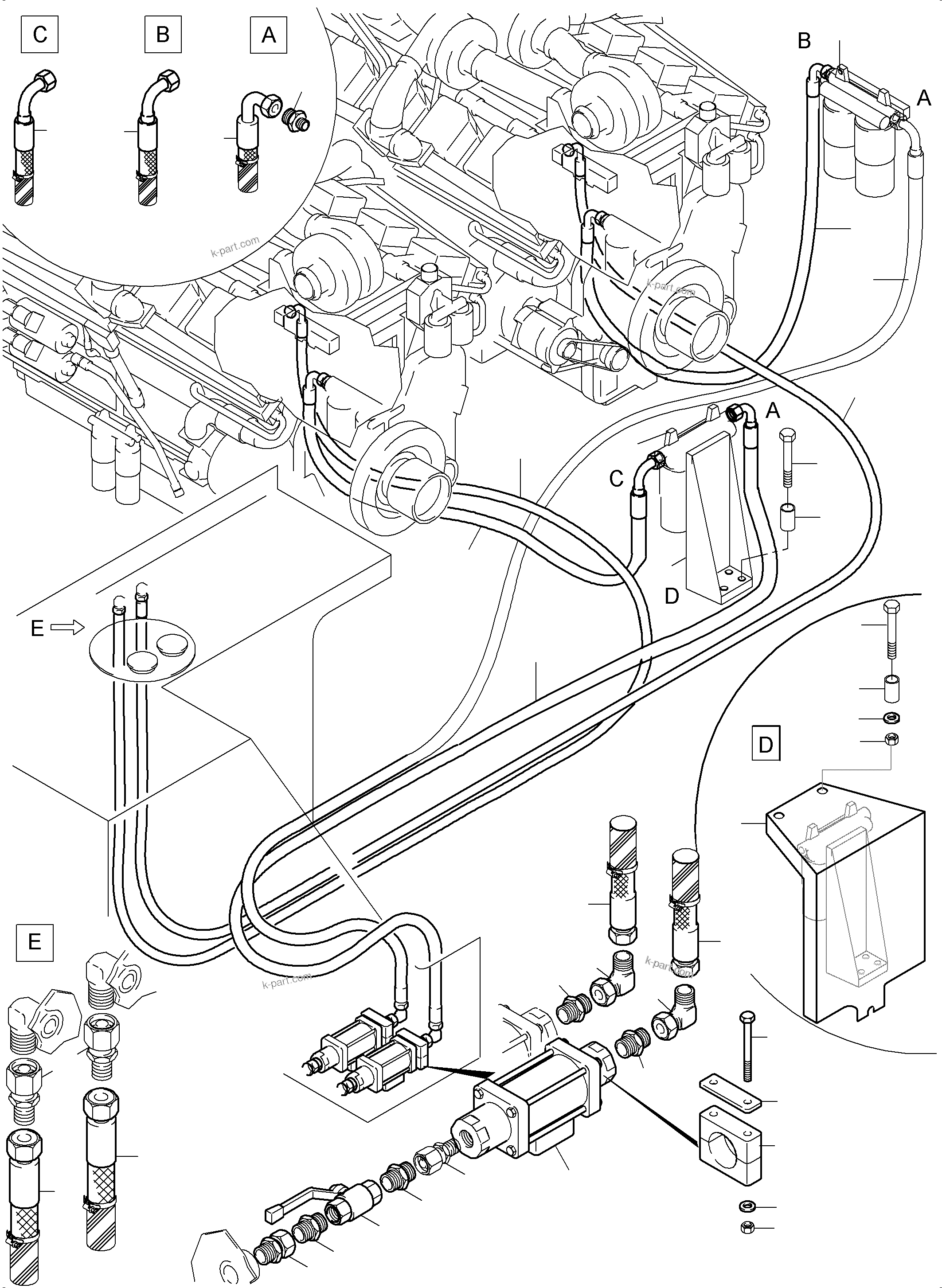 Komatsu parts book diagram for PC5500-6 S/N 15081: FUEL LINES
