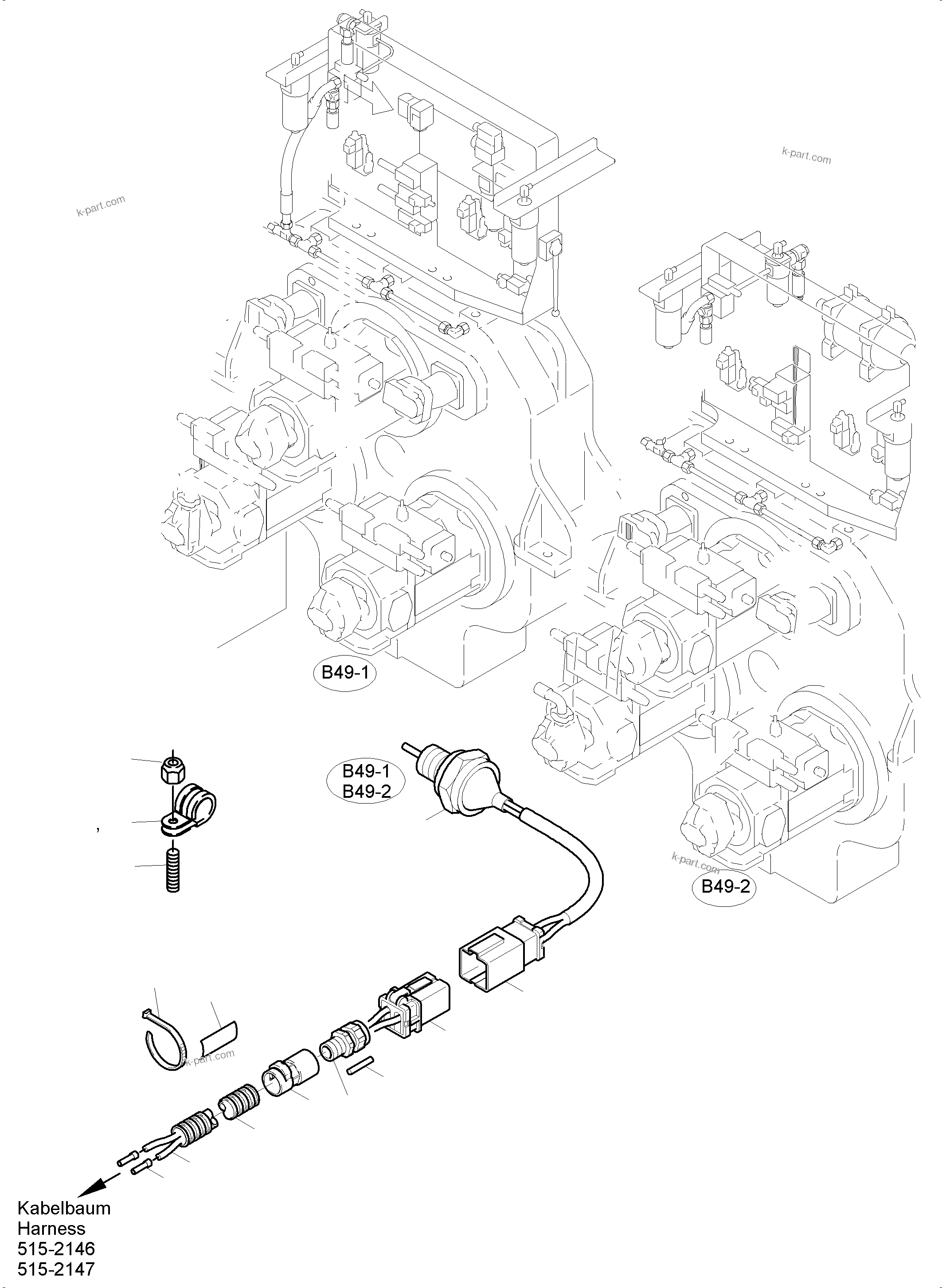 Komatsu parts book diagram for PC5500-6 S/N 15081: CABLES - PUMP DISTRIBUTOR GEAR