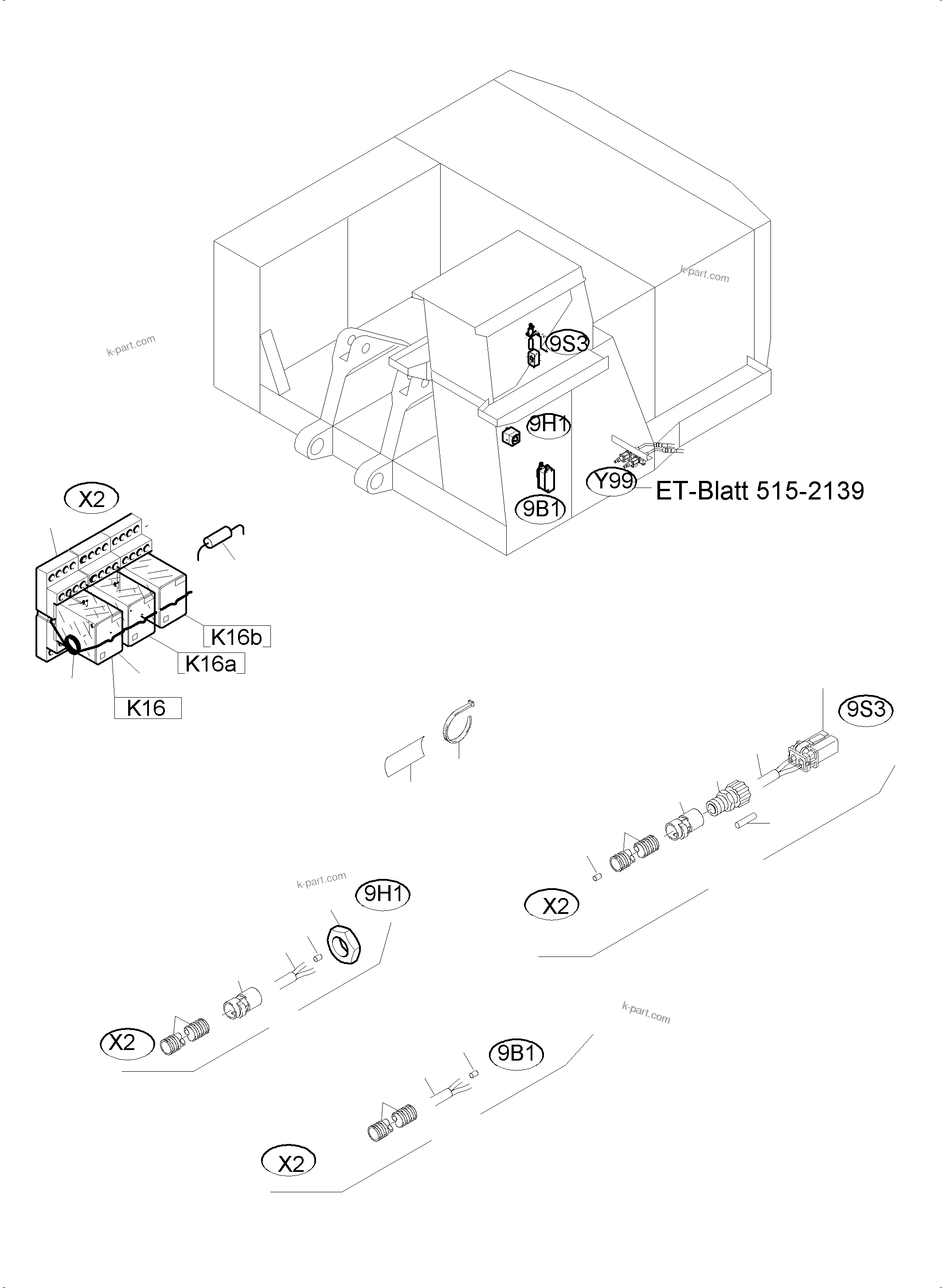 Komatsu parts book diagram for PC5500-6 S/N 15081: ELECTRIC PARTS - FIRE EXTINGUISH EQUIPMENT