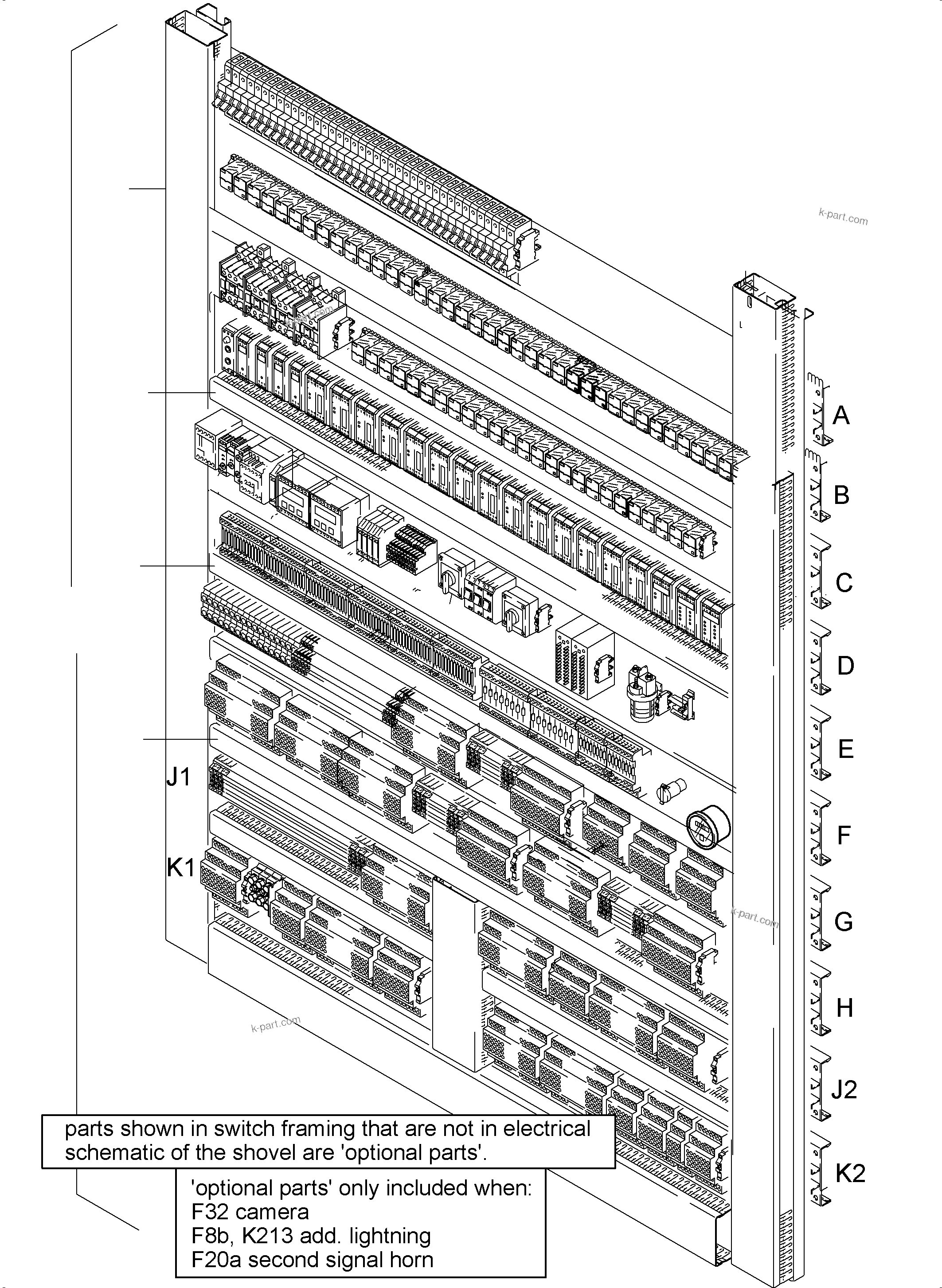 Komatsu parts book diagram for PC5500-6 S/N 15081: SWITCH FRAMING X2