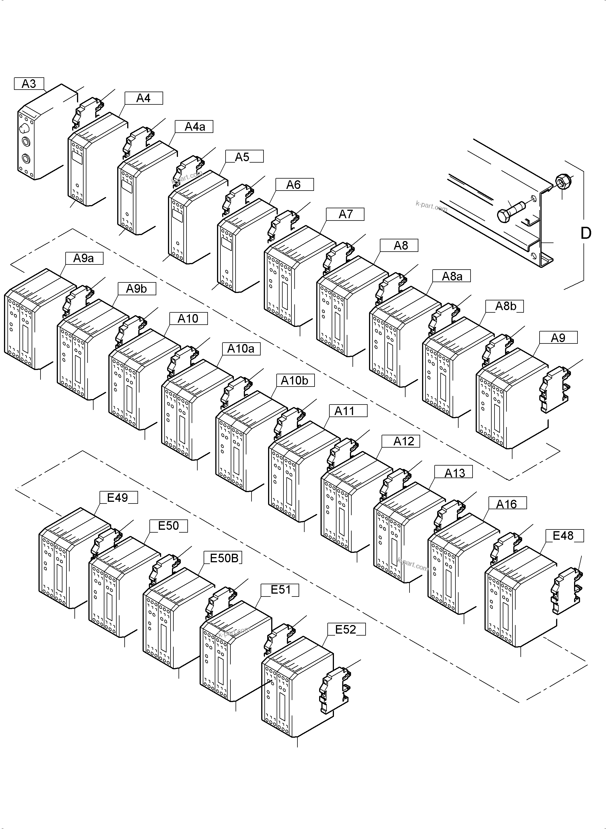 Komatsu parts book diagram for PC5500-6 S/N 15081: SWITCH FRAMING X2