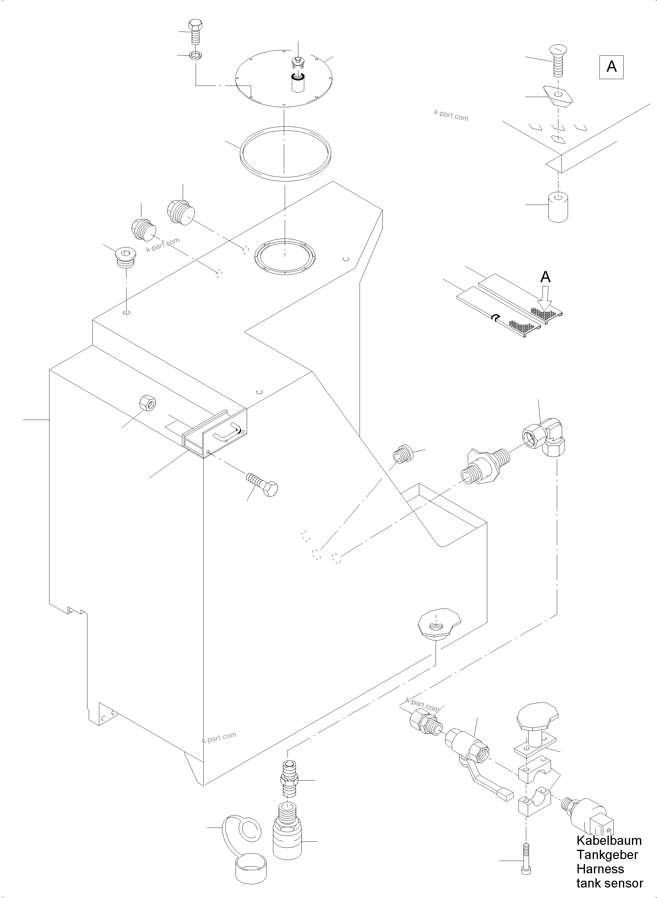 Komatsu parts book diagram for PC5500-6 S/N 15081: FUEL TANK