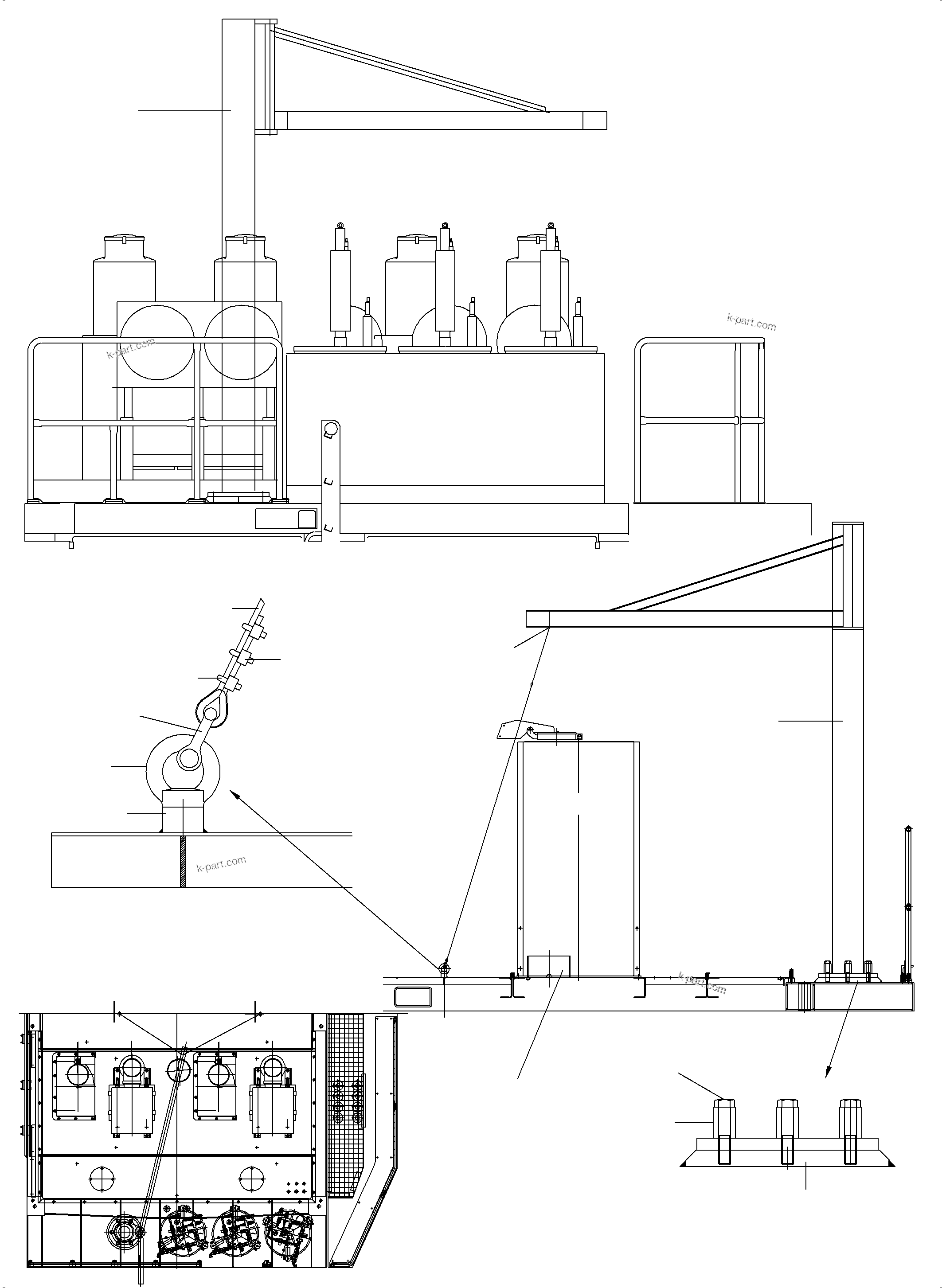 Komatsu parts book diagram for PC5500-6 S/N 15081: GREASE BARREL CRAN ARRANGEMENT