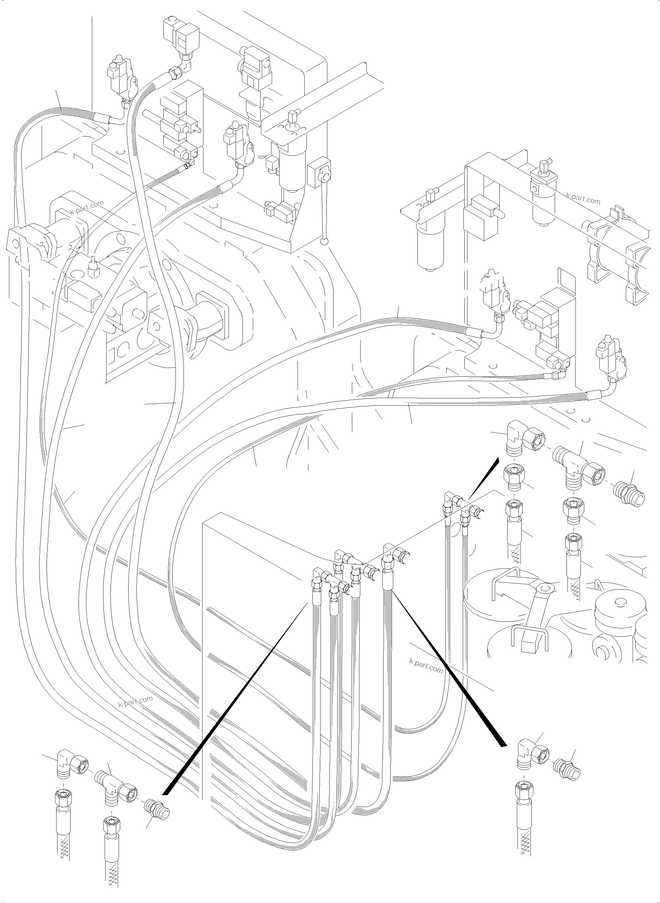 Komatsu parts book diagram for PC5500-6 S/N 15083: TANK LINES, CONTROL,-AND FILTER PLATES