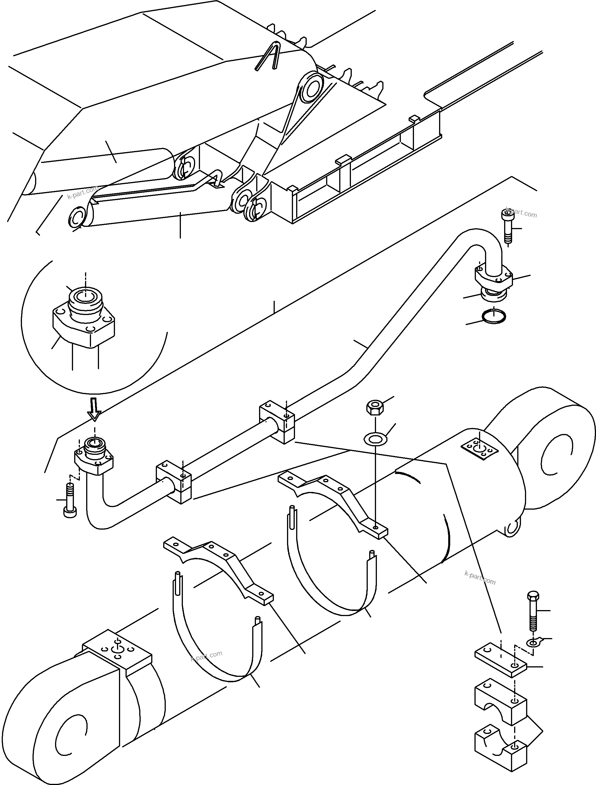 Komatsu parts book diagram for PC5500-6 S/N 15083: PIPING - BOOM CYLINDER BACKHOE BUCKET