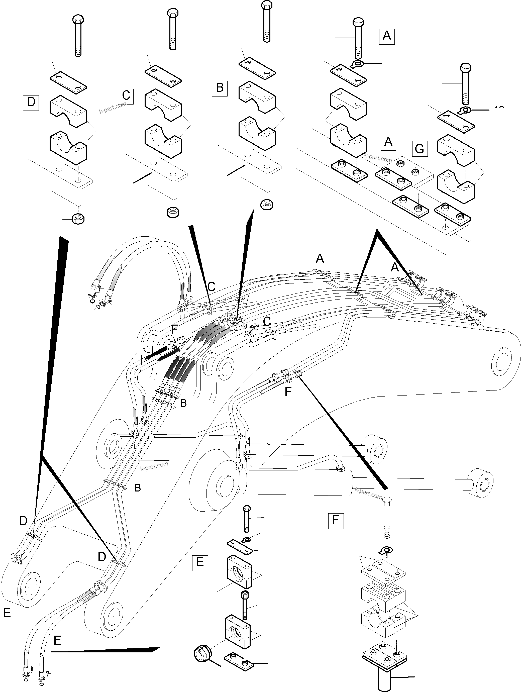 Komatsu parts book diagram for PC5500-6 S/N 15083: BACKHOE  BOOM