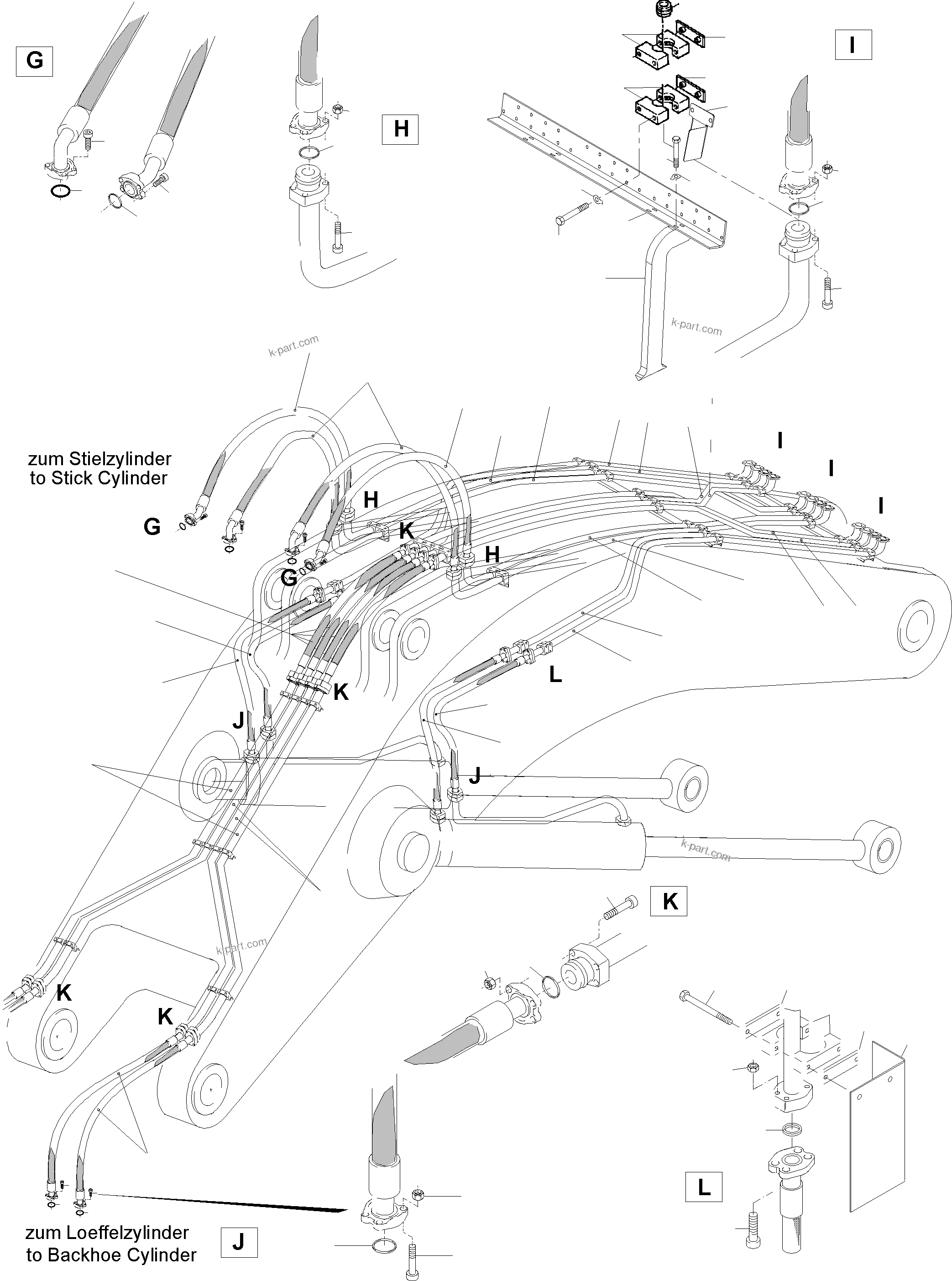 Komatsu parts book diagram for PC5500-6 S/N 15083: BACKHOE  BOOM