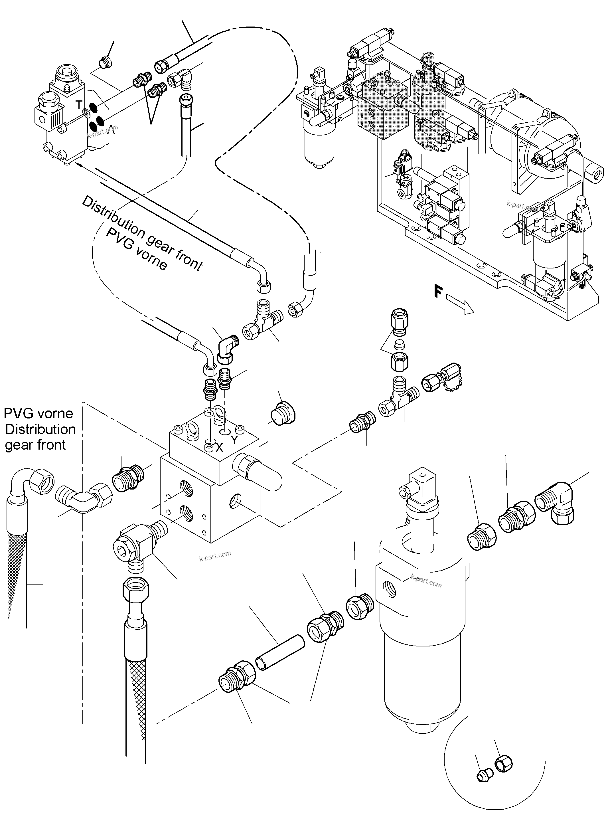 Komatsu parts book diagram for PC5500-6 S/N 15083: PIPES - CONTROL- AND FILTER PLATE