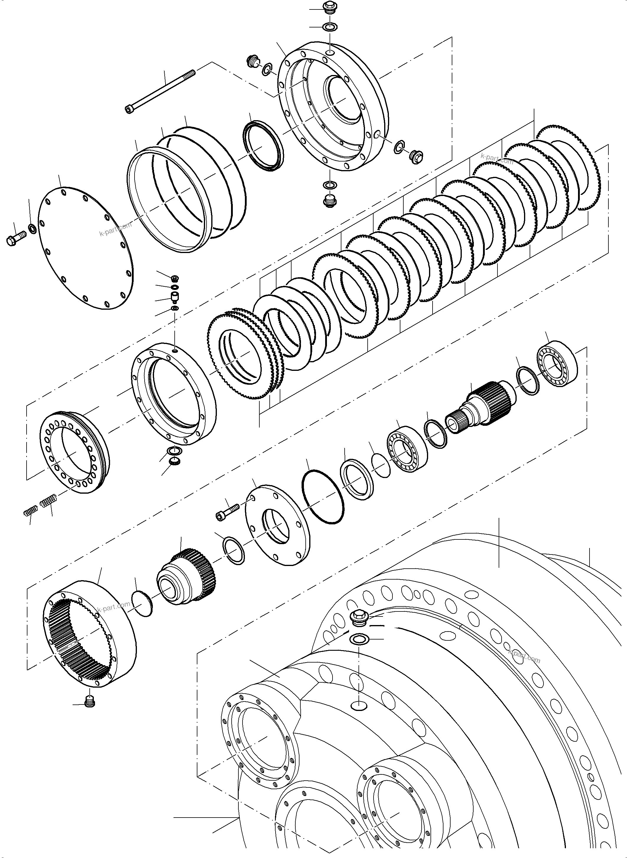 Komatsu parts book diagram for PC5500-6 S/N 15083: TRAVELLING GEAR