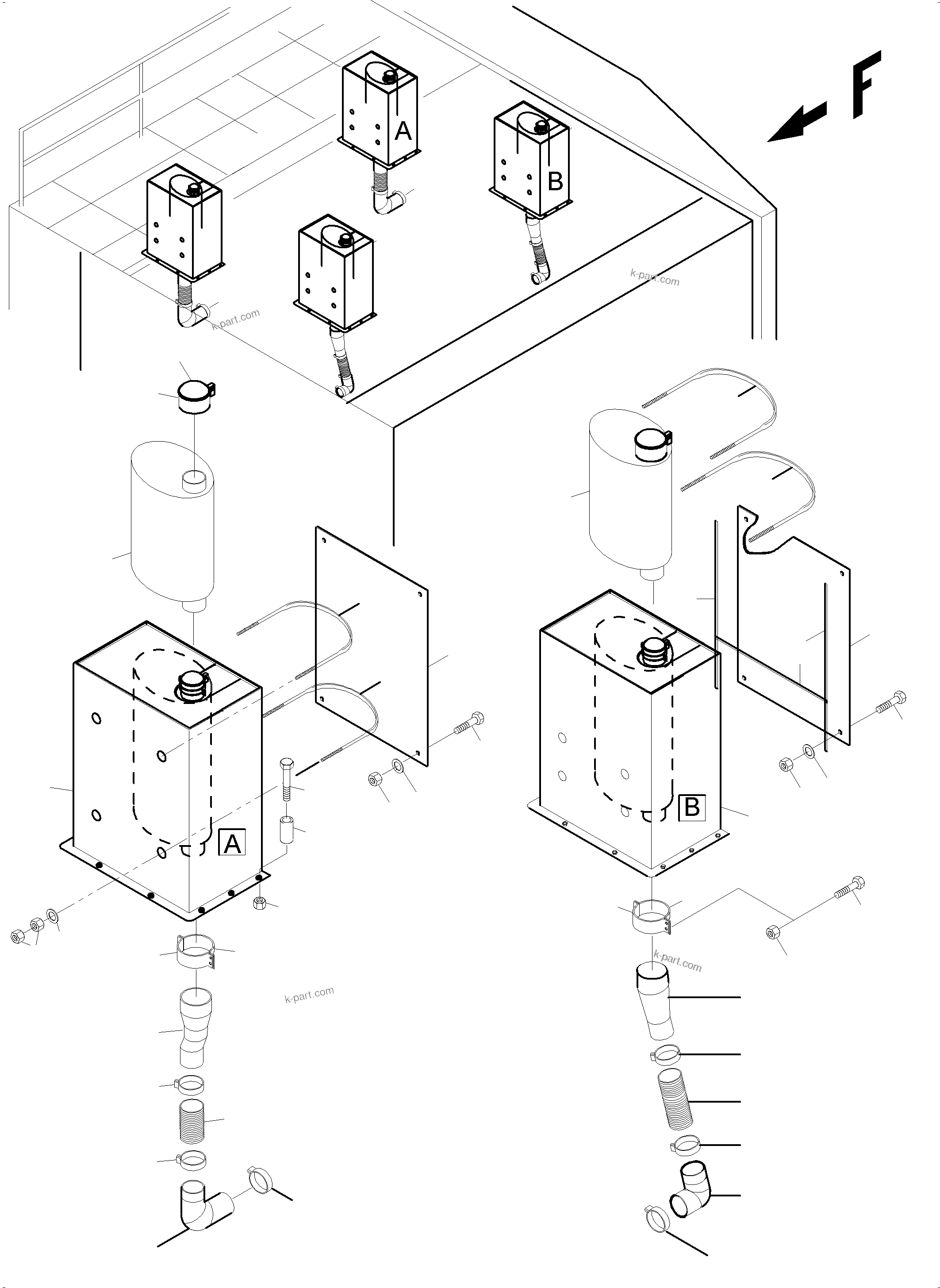 Komatsu parts book diagram for PC5500-6 S/N 15083: EXHAUST SYSTEM