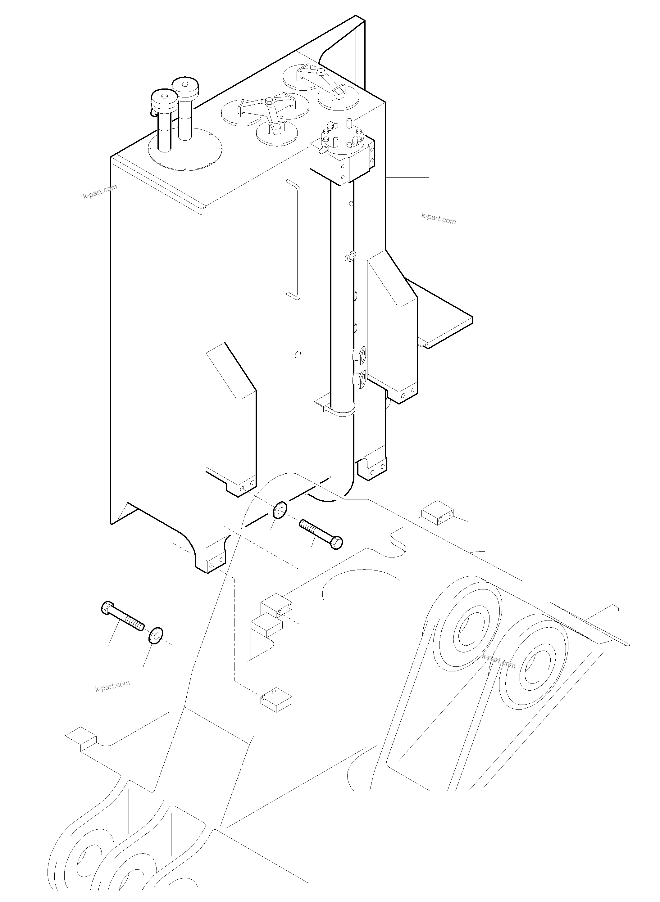 Komatsu parts book diagram for PC5500-6 S/N 15083: MAIN OIL TANK, MOUNTING