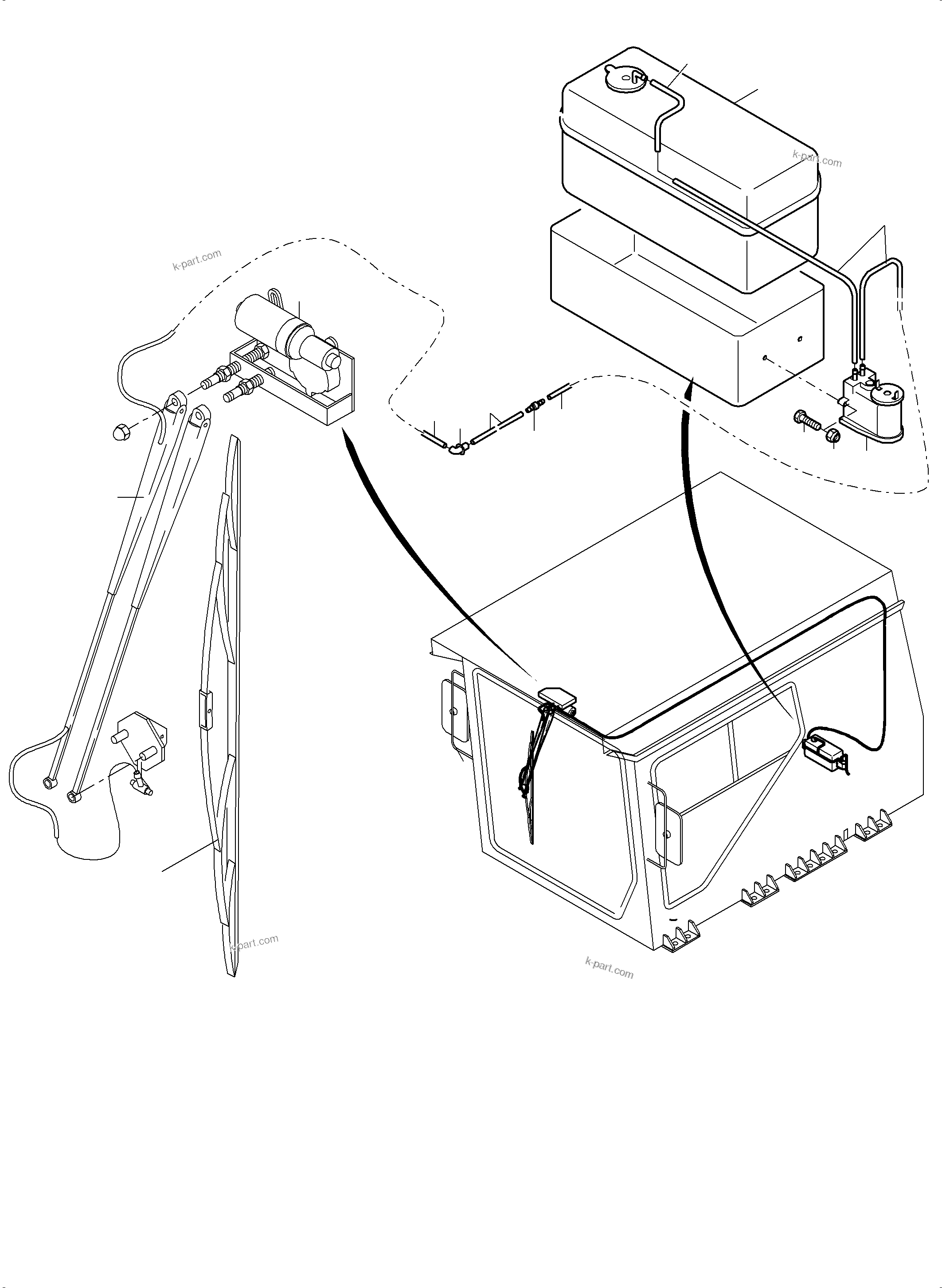 Komatsu parts book diagram for PC5500-6 S/N 15083: WINDSCREEN WASHING ASSY.