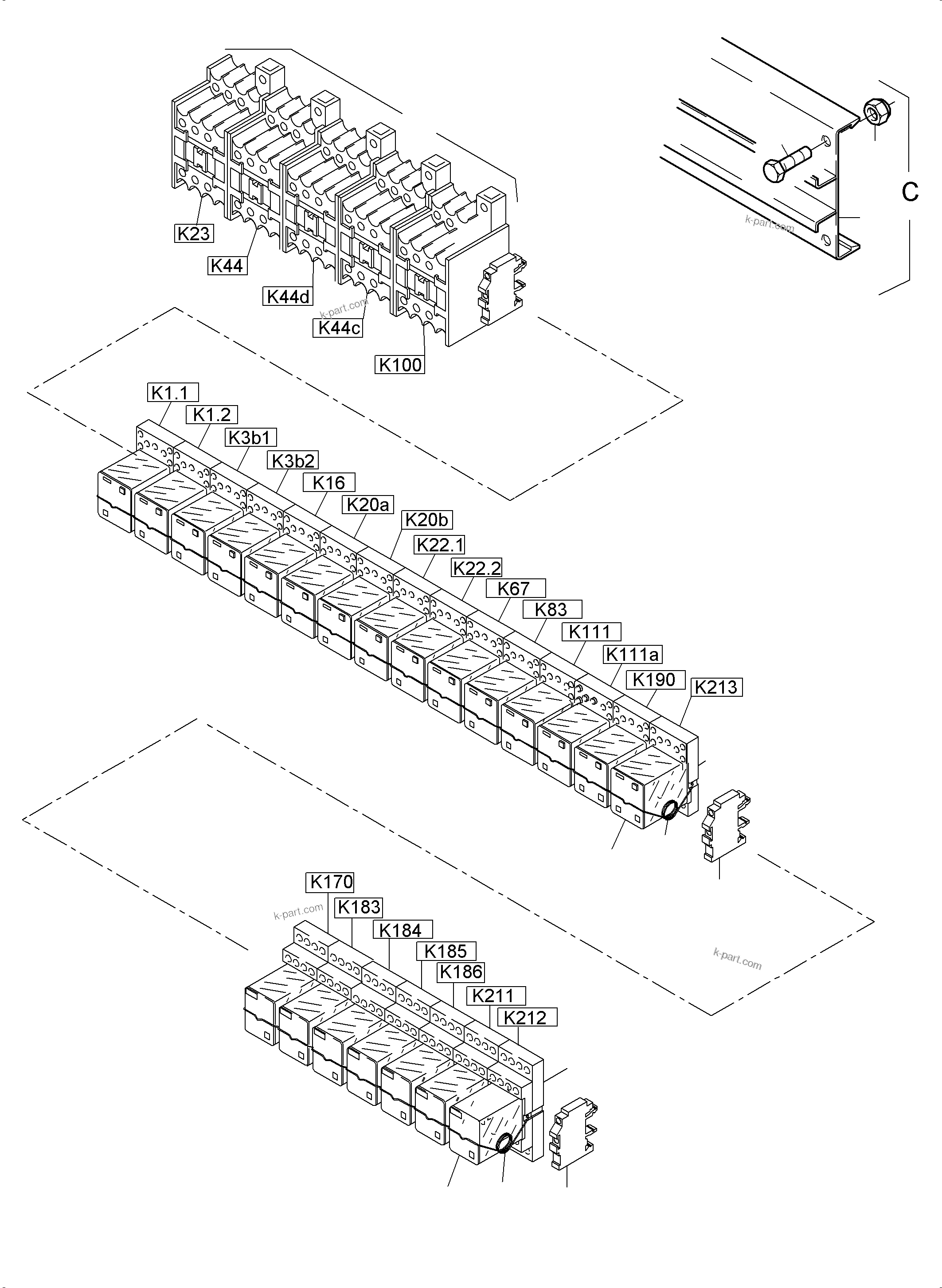 Komatsu parts book diagram for PC5500-6 S/N 15083: SWITCH FRAMING X2