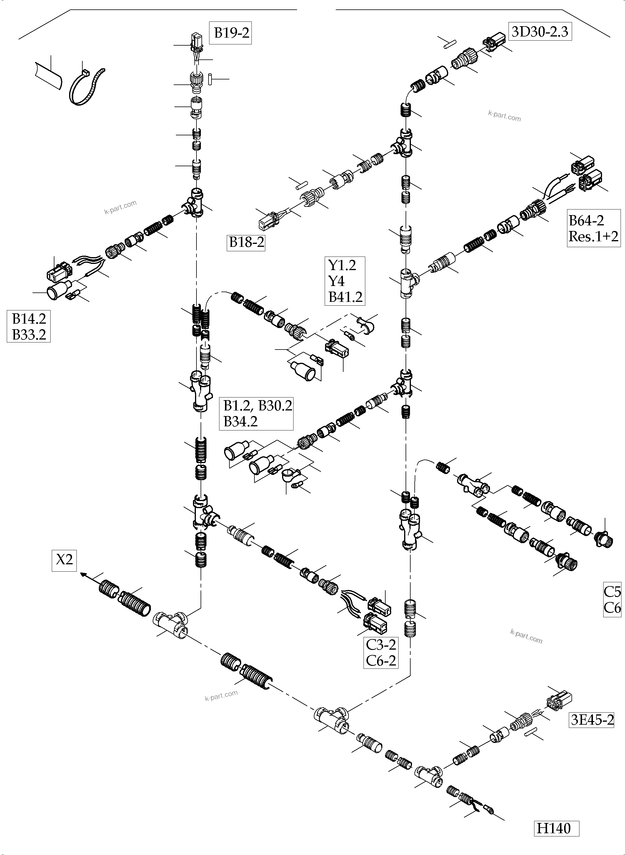 Komatsu parts book diagram for PC5500-6 S/N 15083: CABLES - ENGINE AND TRANSMITTER