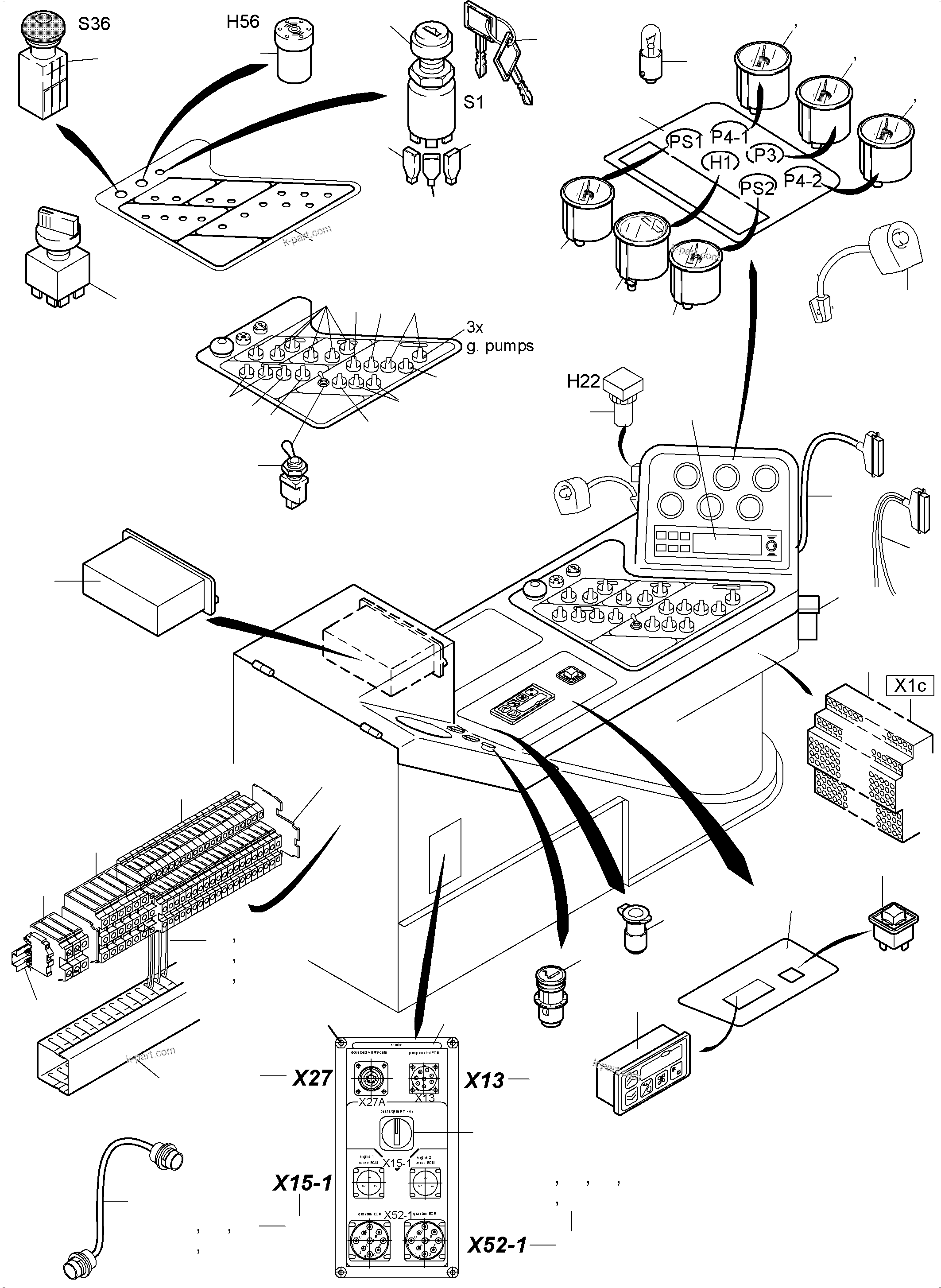 Komatsu parts book diagram for PC5500-6 S/N 15083: OPERATION PANEL NT/TT