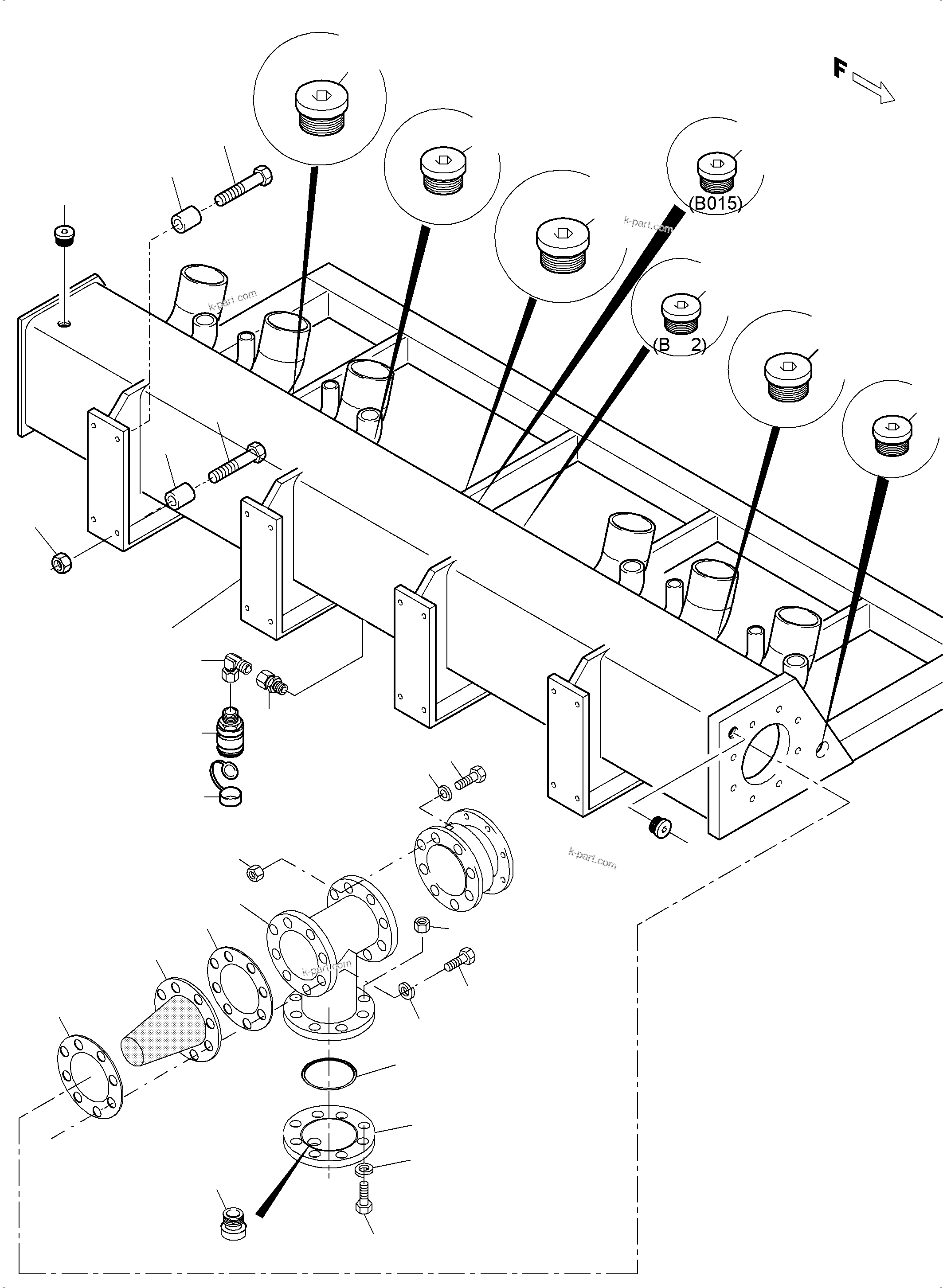 Komatsu parts book diagram for PC5500-6 S/N 15083: SUCTION TANK