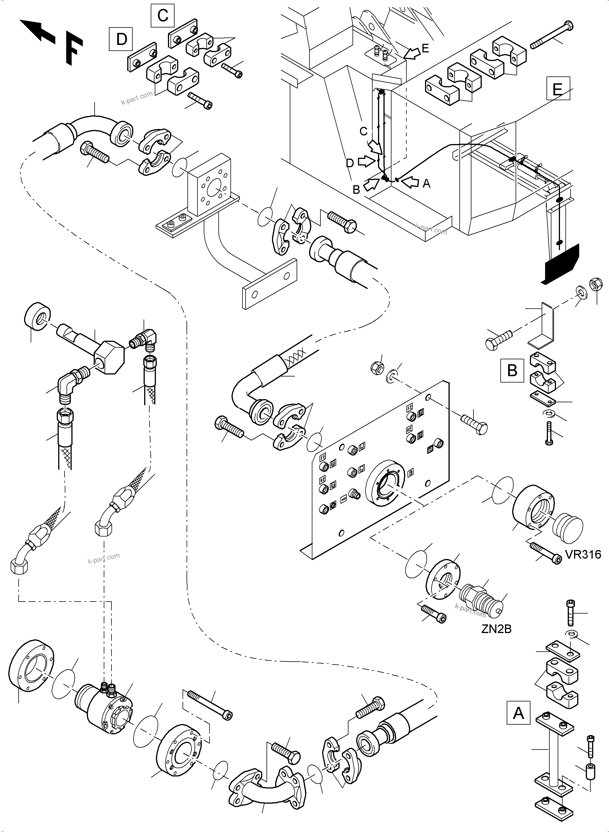 Komatsu parts book diagram for PC5500-6 S/N 15083: REFUELING EQUIPMENT FUEL LINE WIGGINS VR 300