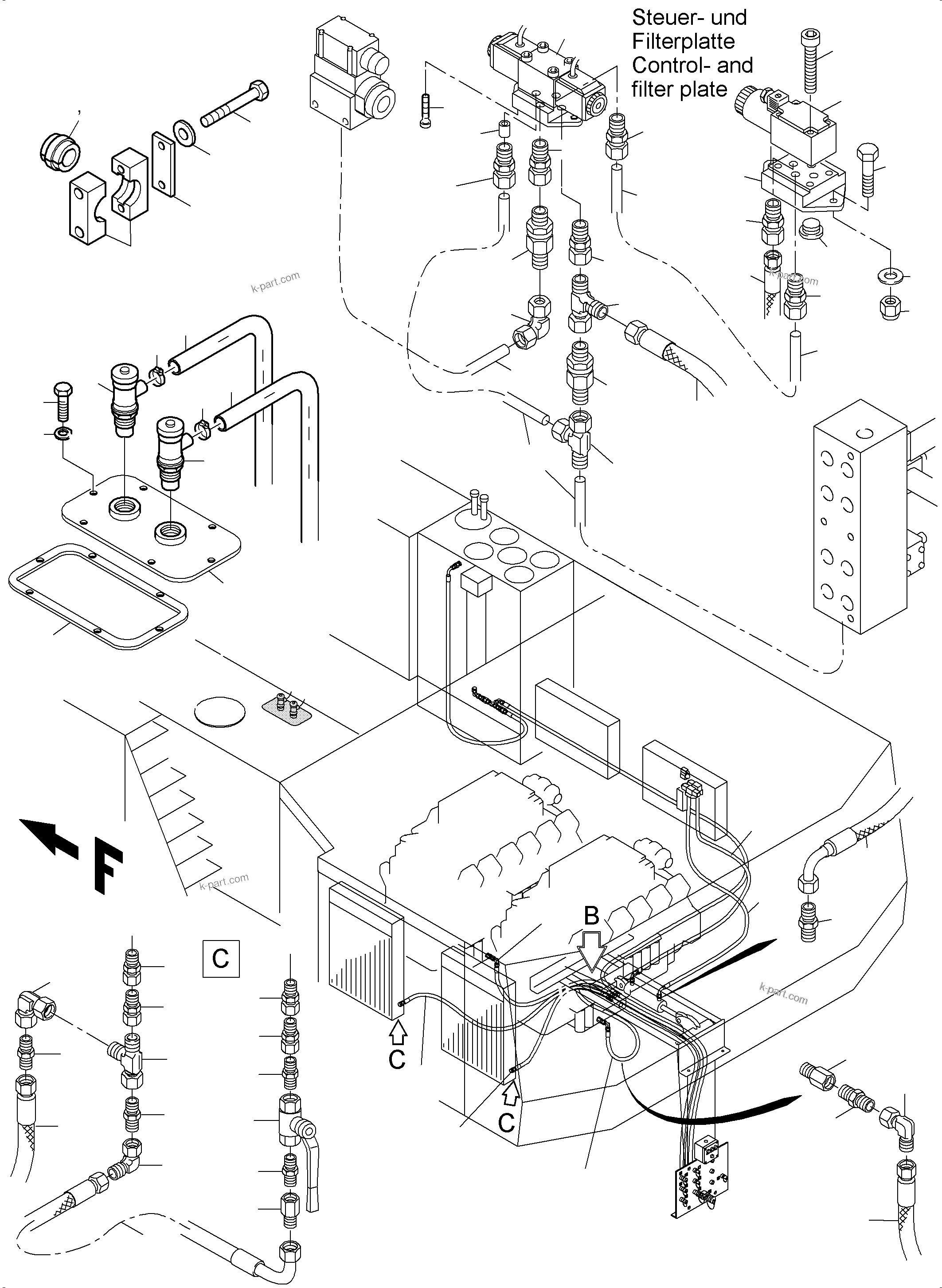 Komatsu parts book diagram for PC5500-6 S/N 15083: REFUELING EQUIPMENT FUEL LINE WIGGINS VR 300