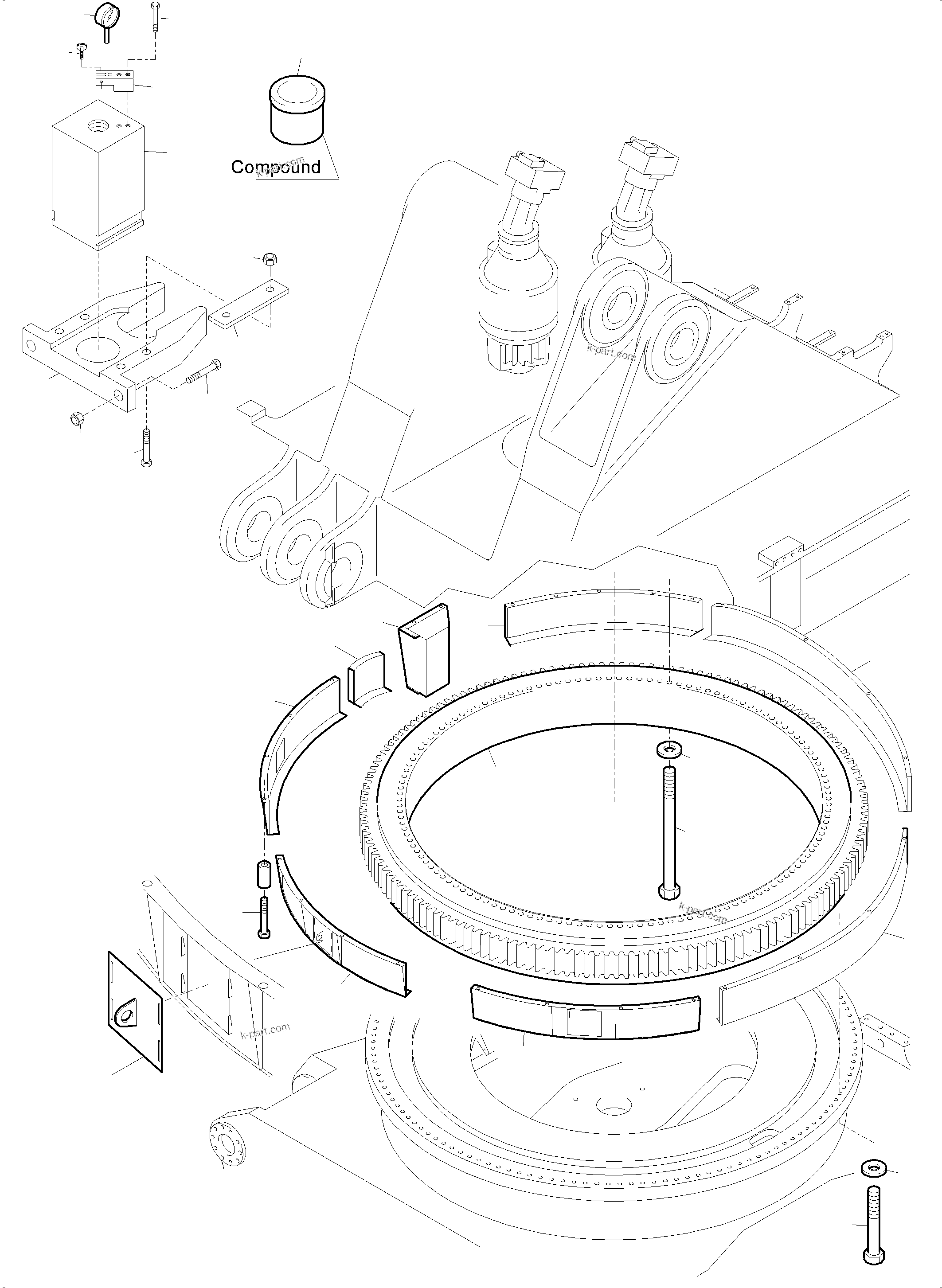 Komatsu parts book diagram for PC5500-6 S/N 15083: SLEW RING ARR.  STANDARD / COLD WEATHER