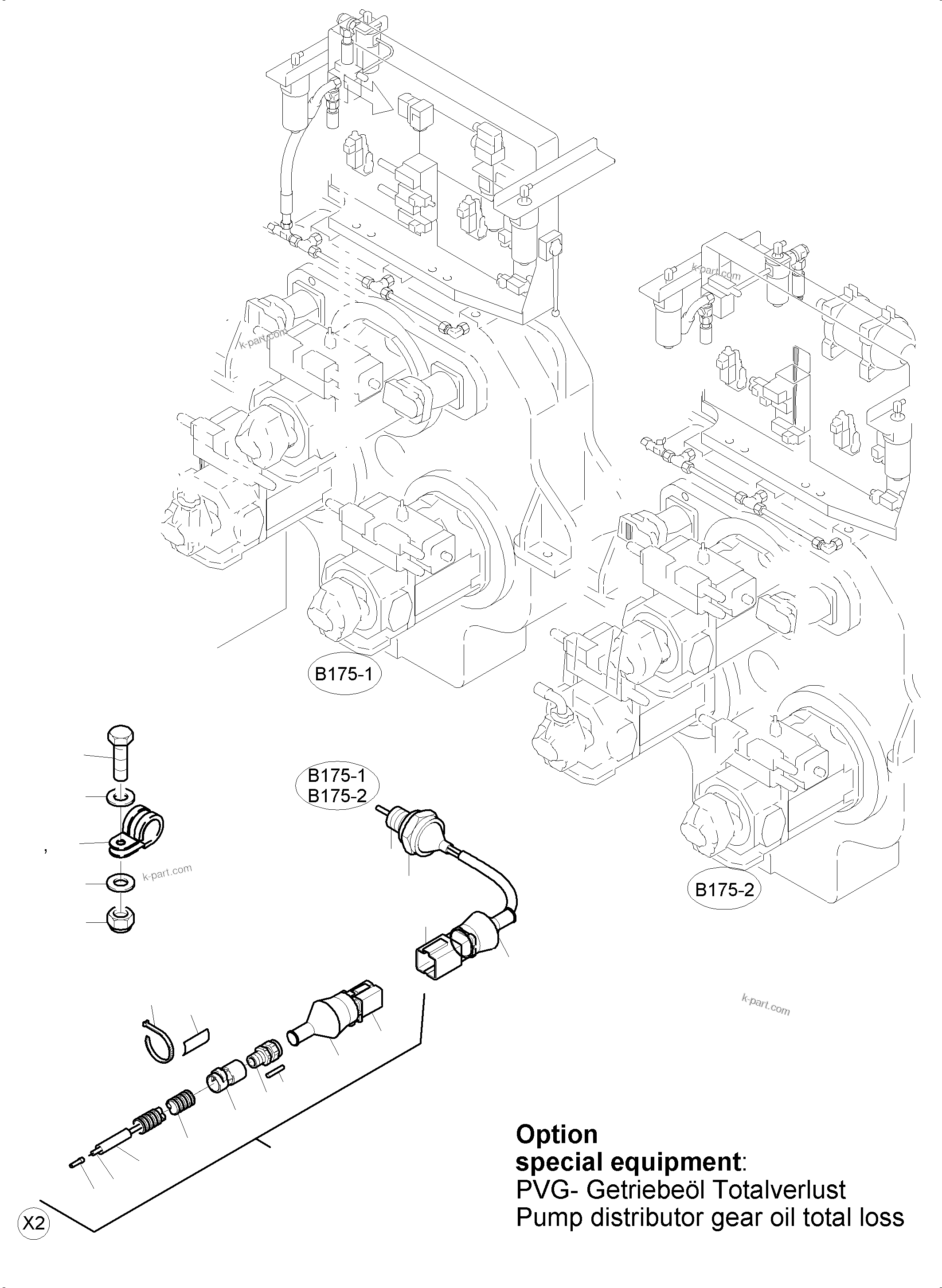 Komatsu parts book diagram for PC5500-6 S/N 15083: CABLES - PUMP DISTRIBUTOR GEAR