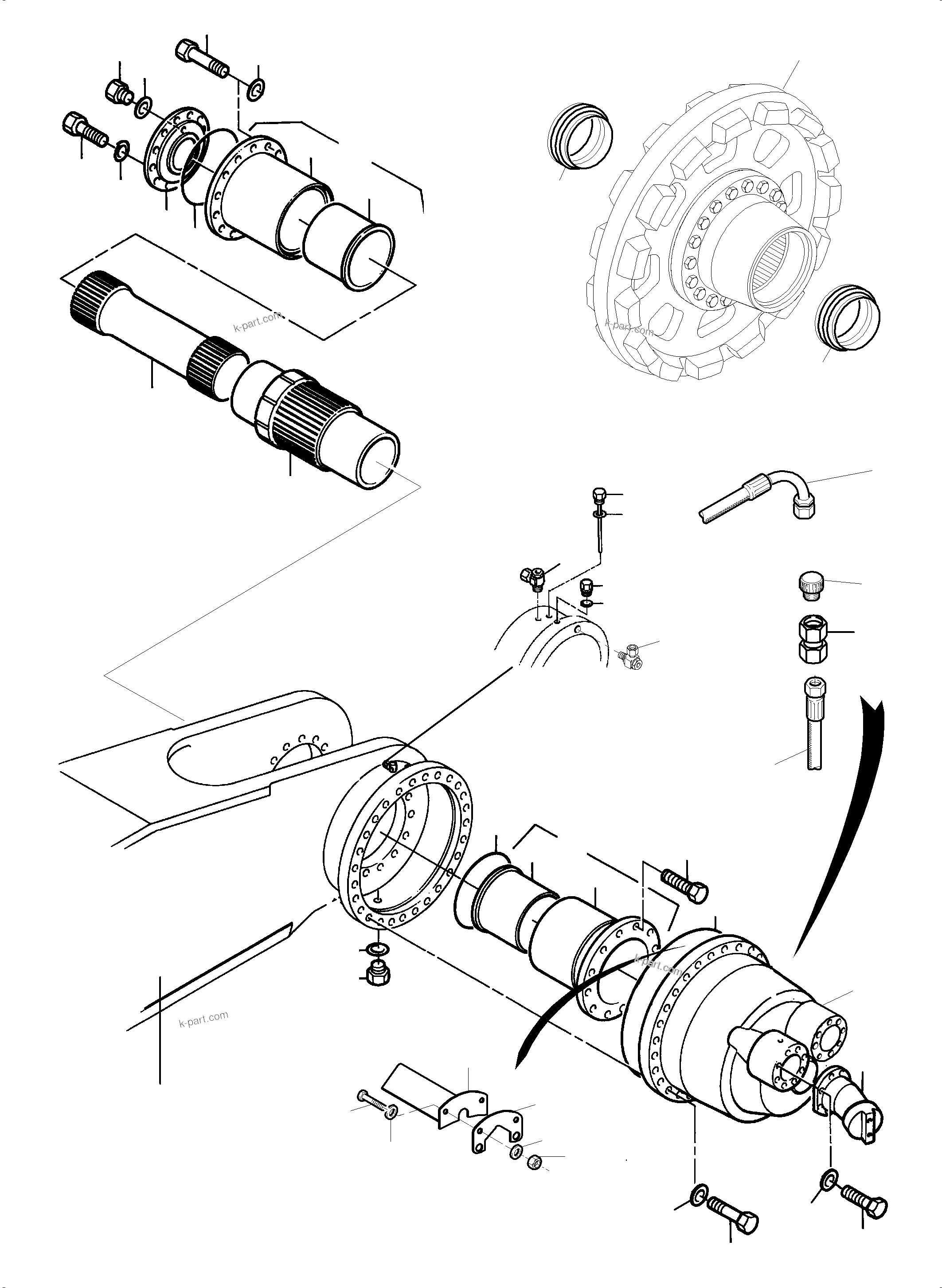 Komatsu parts book diagram for PC5500-6 S/N 15083: TRACK GROUP DRIVE SPROCKET SIDE R.H. AND L.H., NT/TT