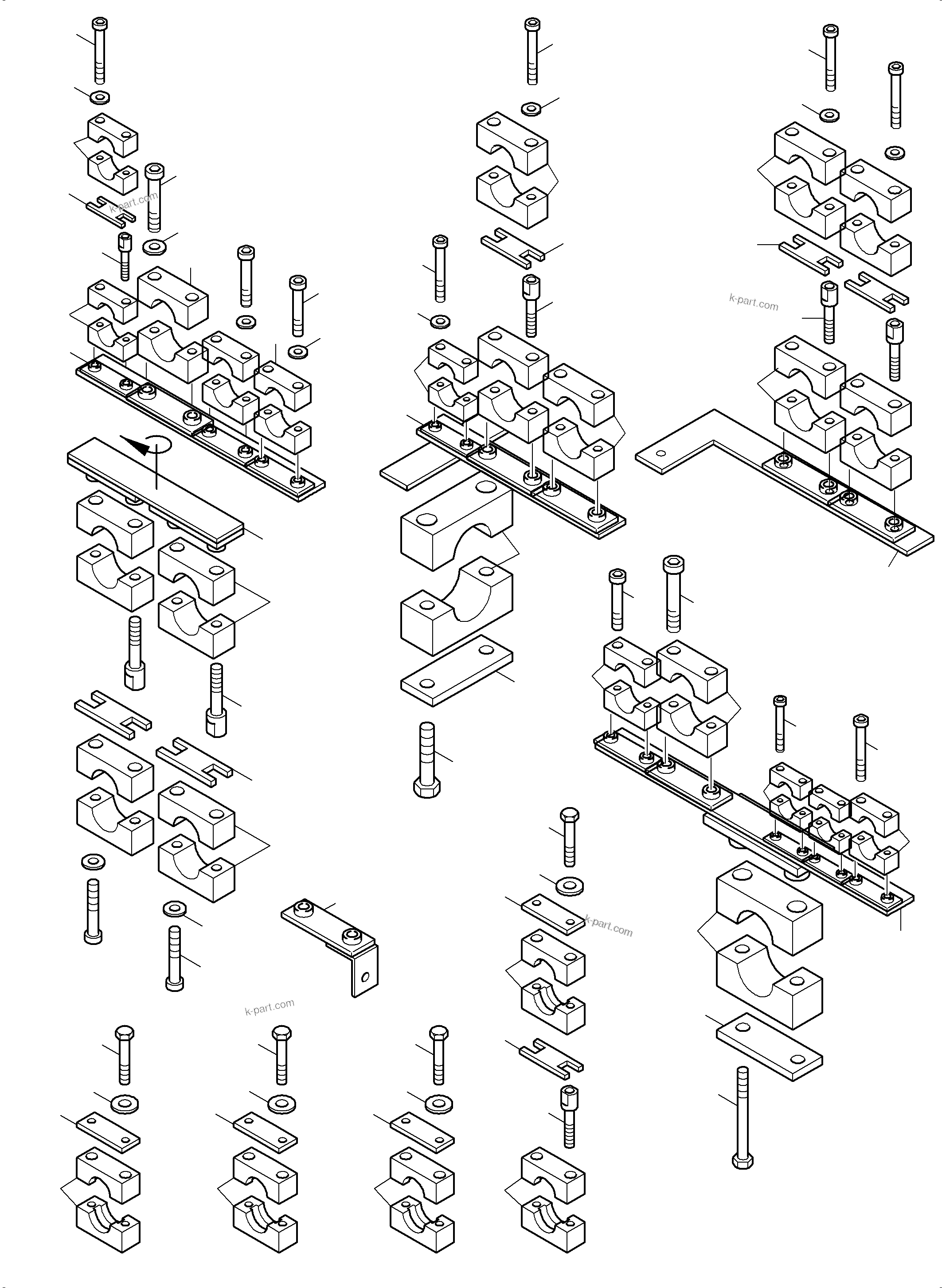 Komatsu parts book diagram for PC5500-6 S/N 15083: HOSE CLAMP ASSY PDG