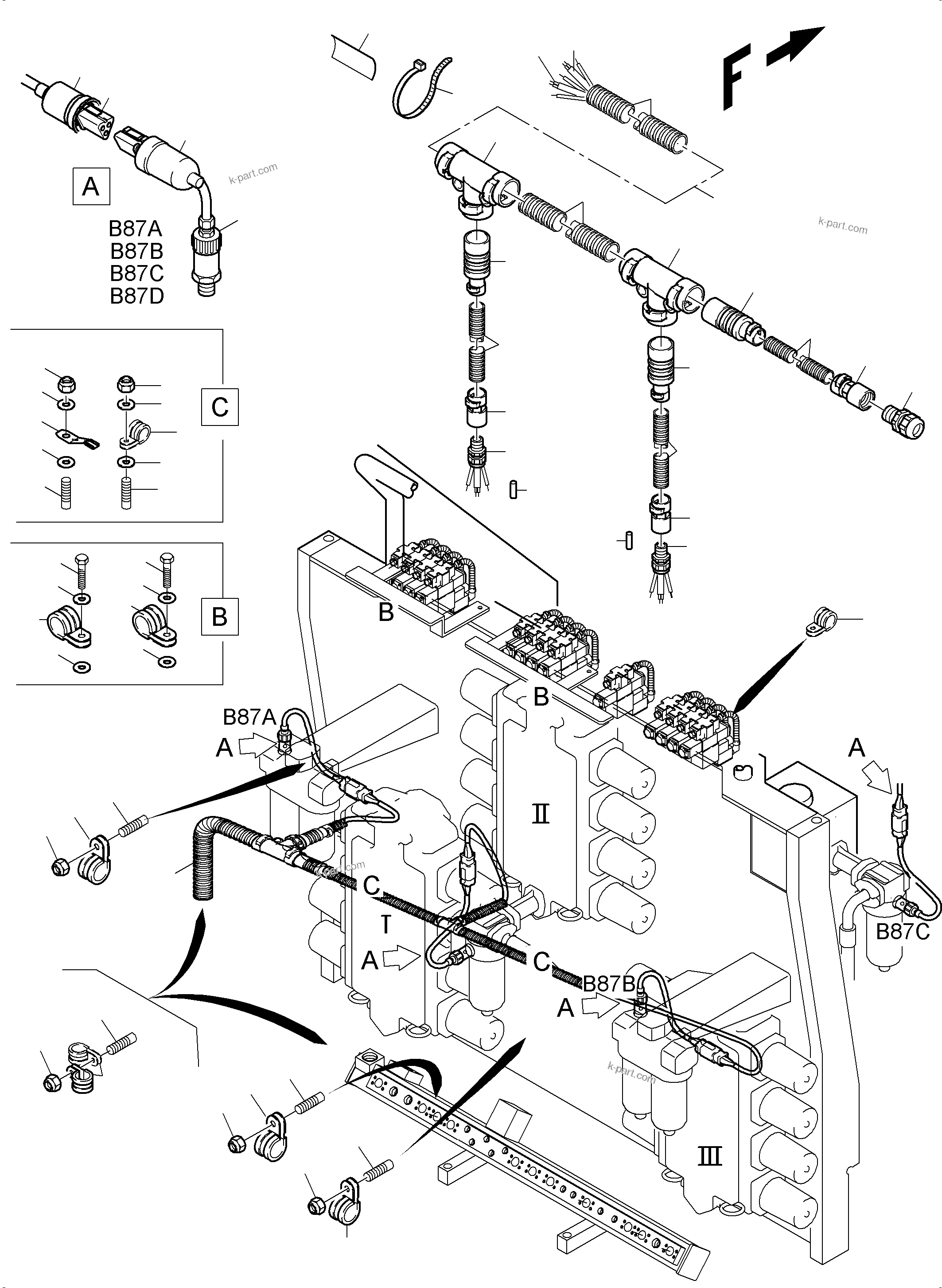 Komatsu parts book diagram for PC5500-6 S/N 15083: CABLES - CONTROL BLOCKS - H.P.-FILTER