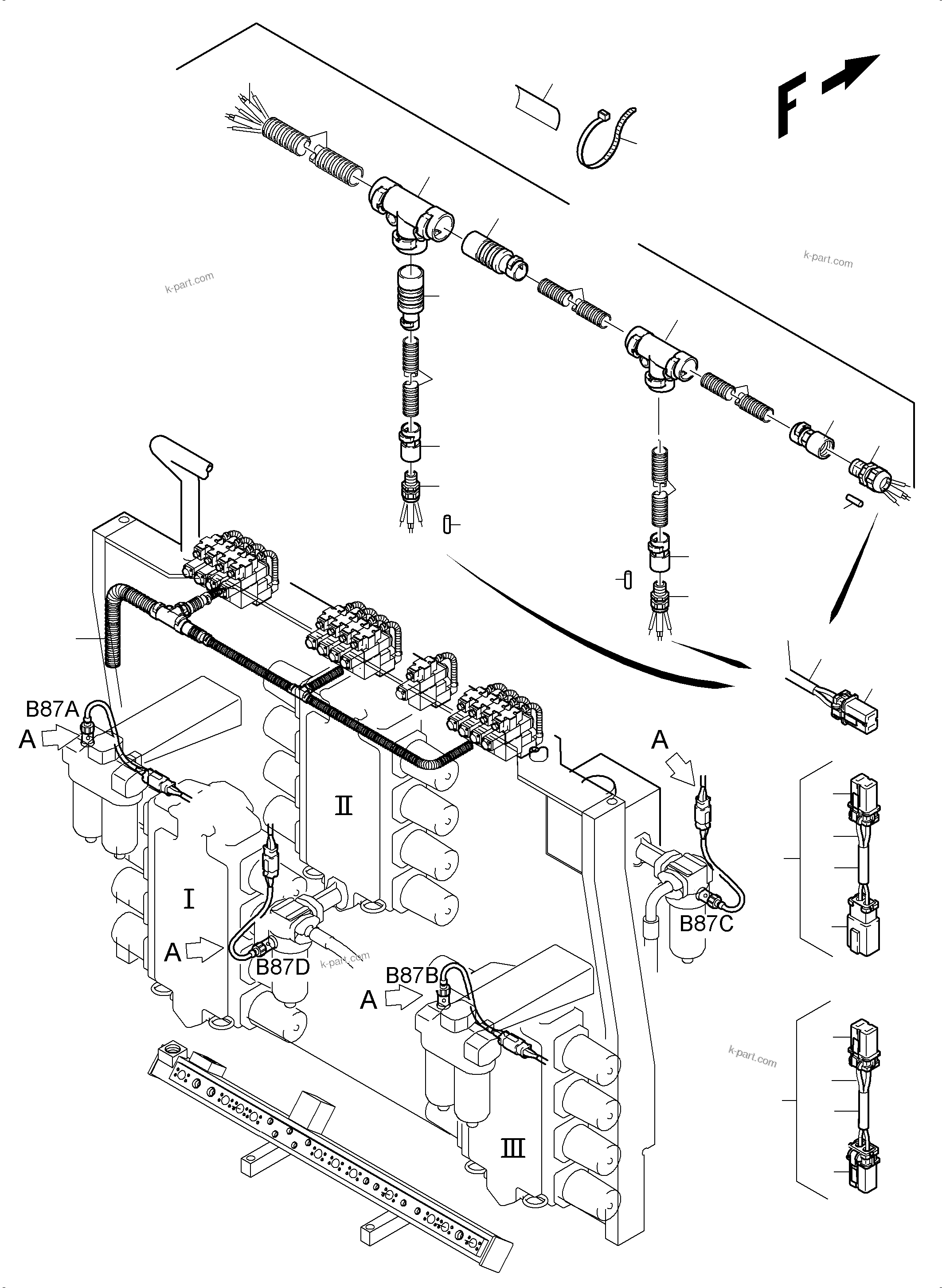 Komatsu parts book diagram for PC5500-6 S/N 15083: CABLES - CONTROL BLOCKS - H.P.-FILTER