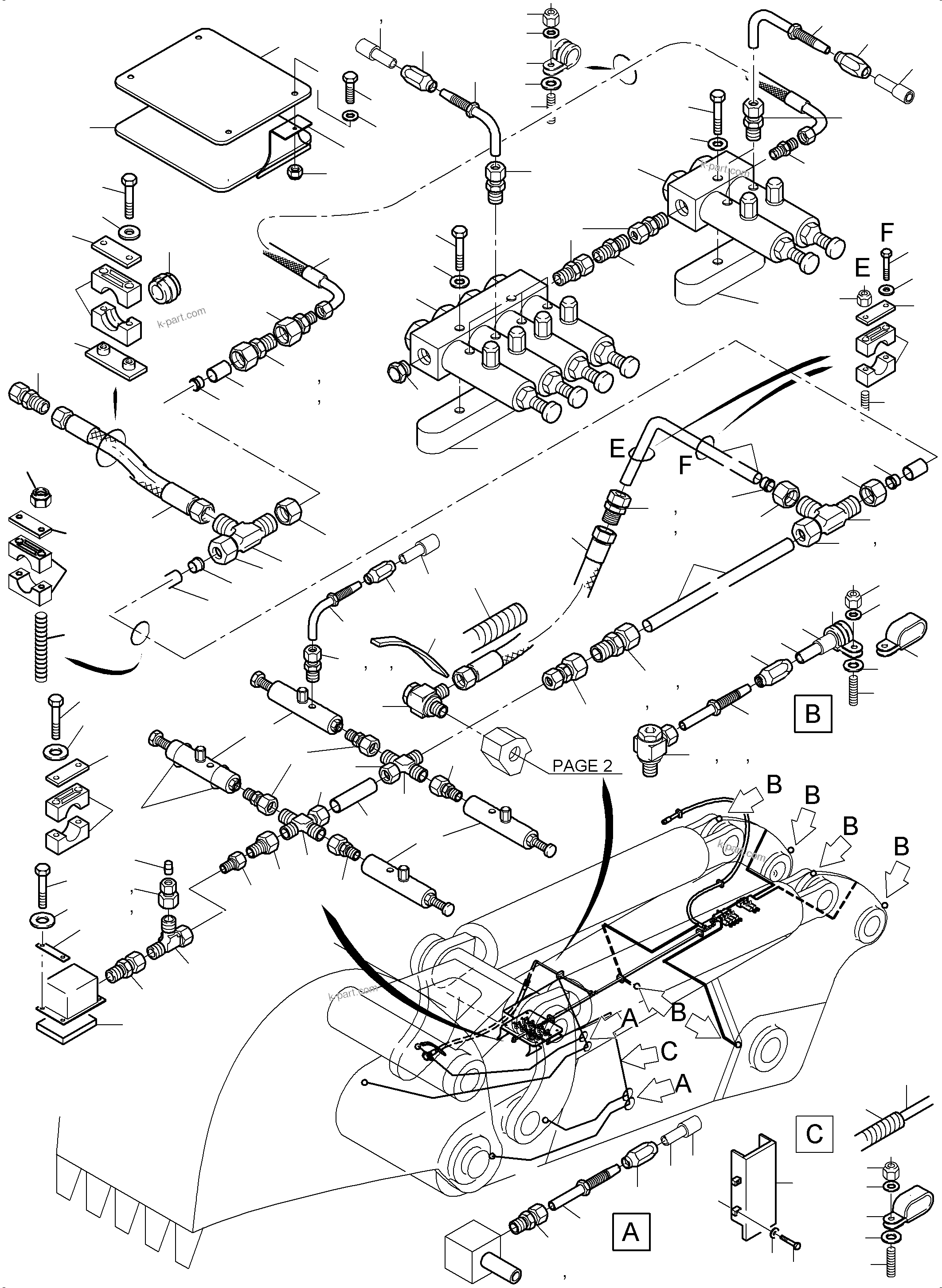 Komatsu parts book diagram for PC5500-6 S/N 15083: STICK - LUBRICATION 5.1 M