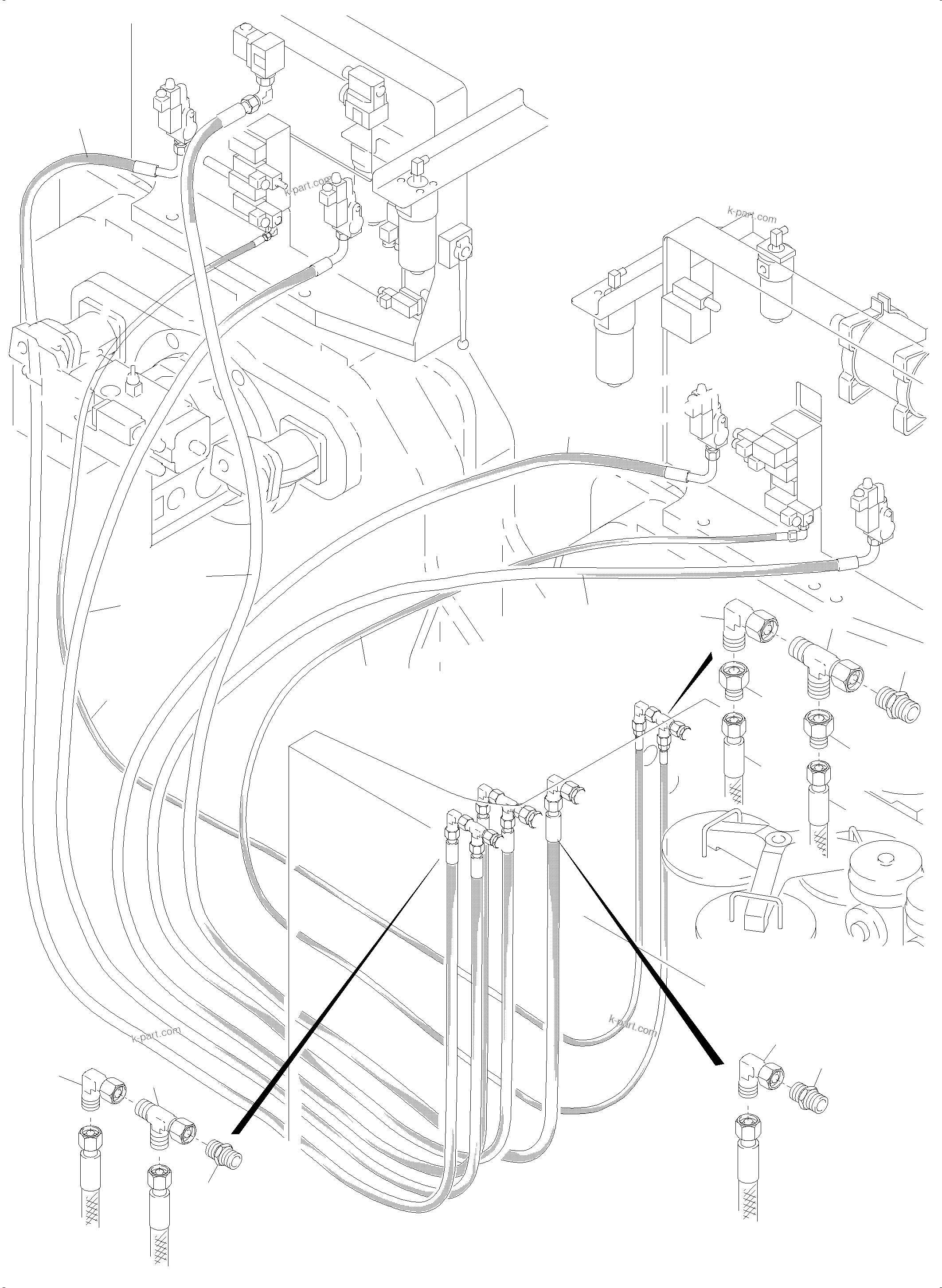 Komatsu parts book diagram for PC5500-6 S/N 15086: TANK LINES, CONTROL,-AND FILTER PLATES