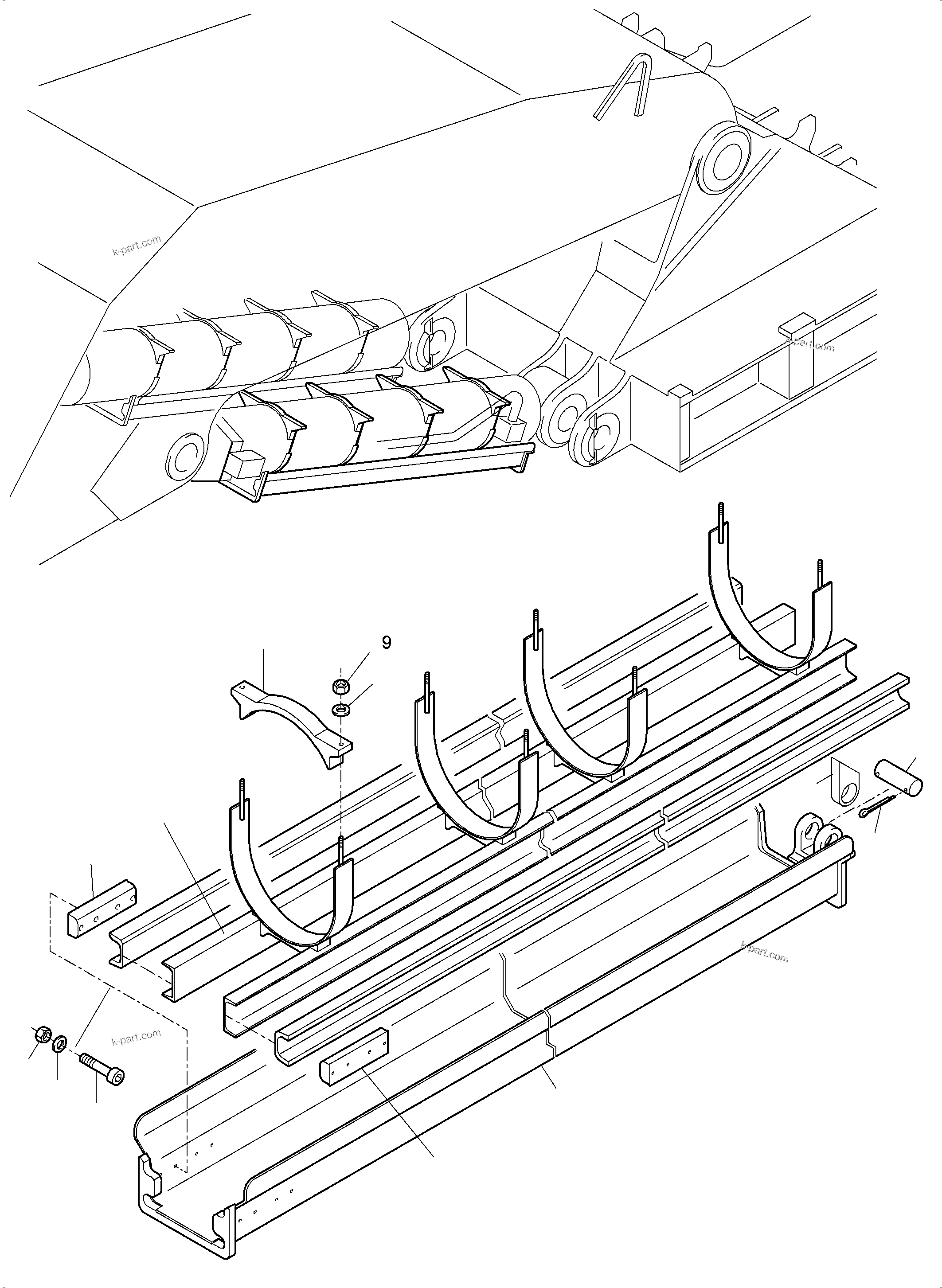 Komatsu parts book diagram for PC5500-6 S/N 15086: ROD PROTECTION, BOOM CYLINDER