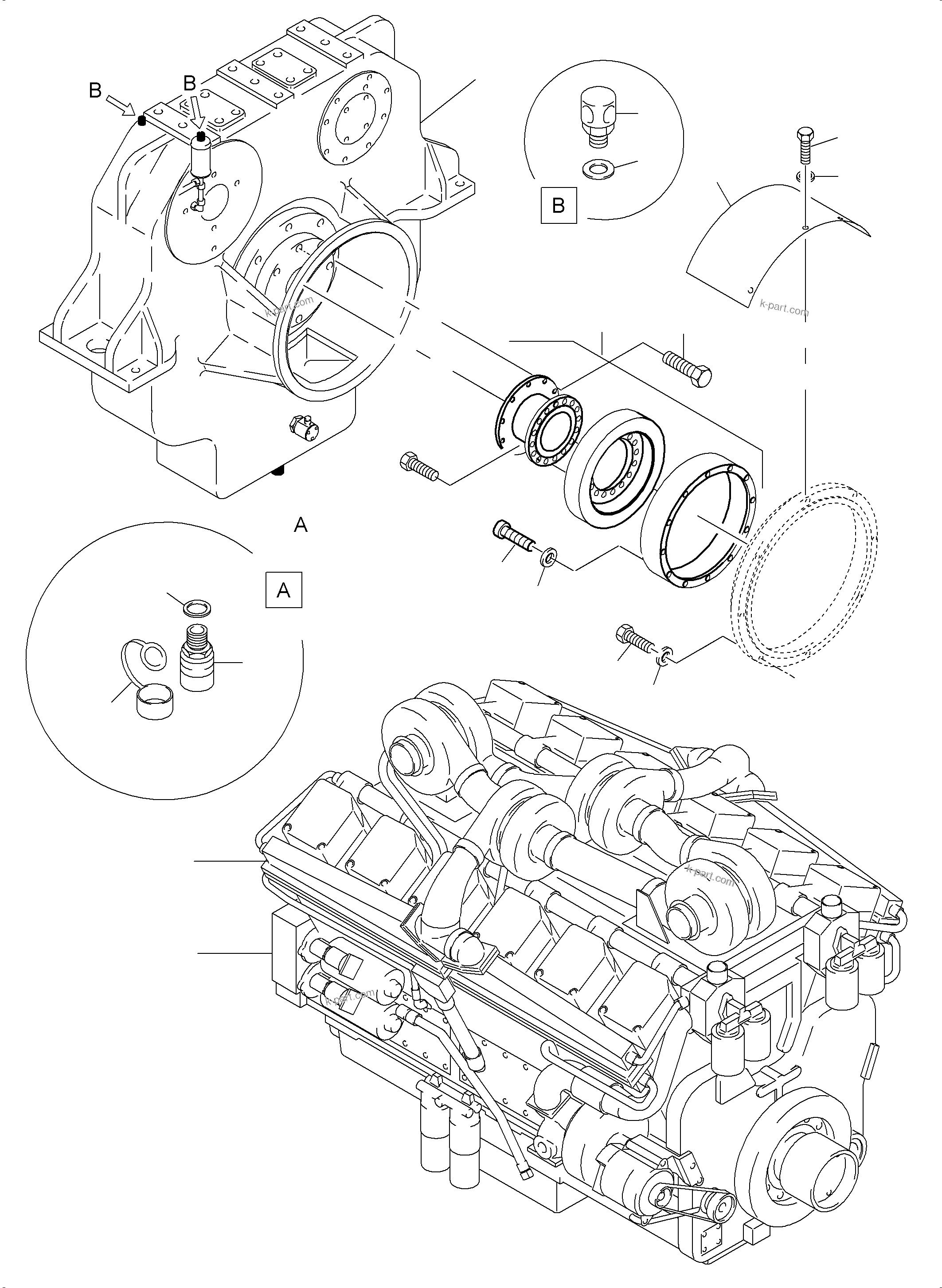 Komatsu parts book diagram for PC5500-6 S/N 15086: DRIVE ASSEMBLY