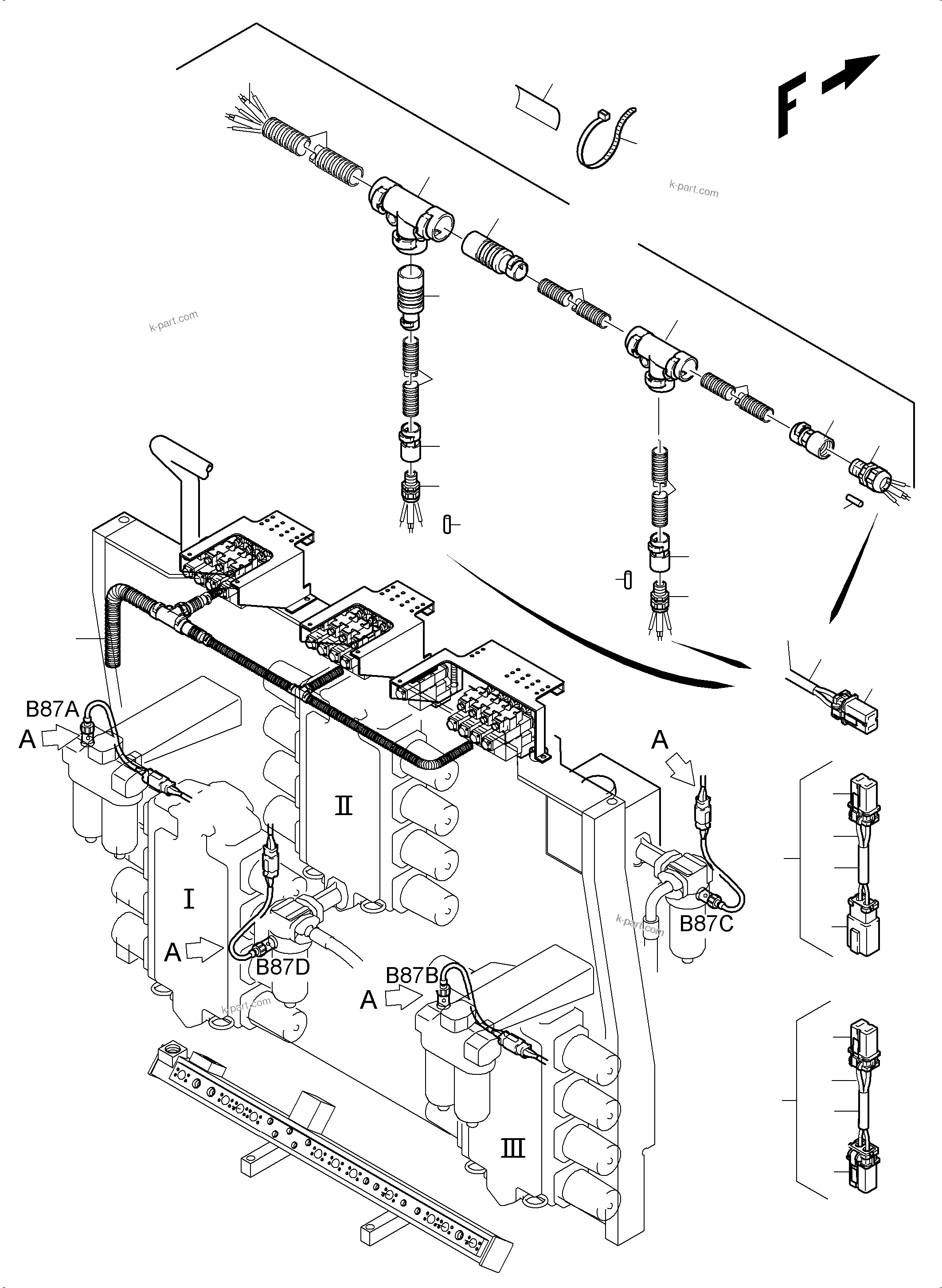 Komatsu parts book diagram for PC5500-6 S/N 15086: CABLES - CONTROL BLOCKS - H.P.-FILTER