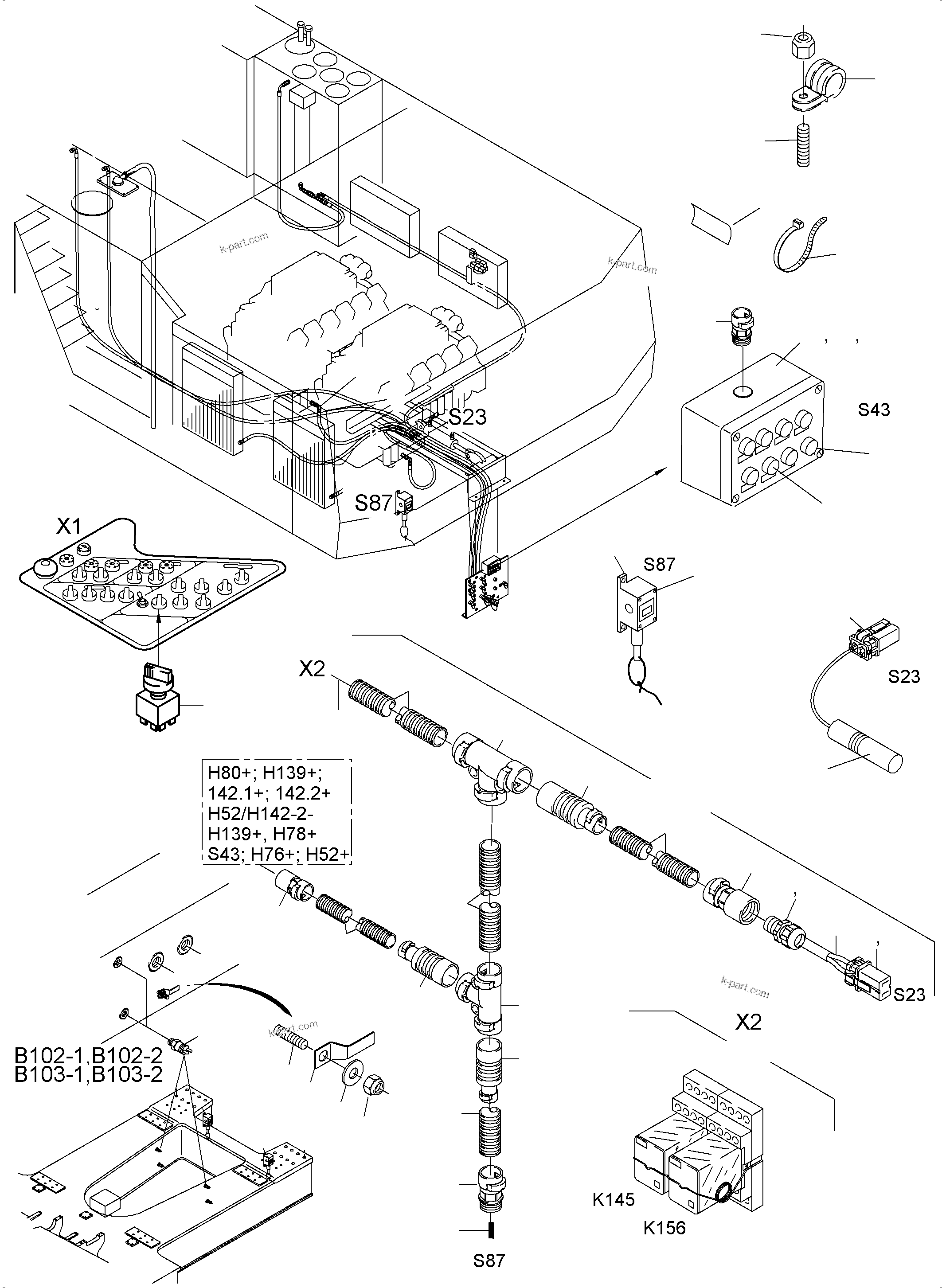 Komatsu parts book diagram for PC5500-6 S/N 15086: ELECTRIC PARTS - REFUELING